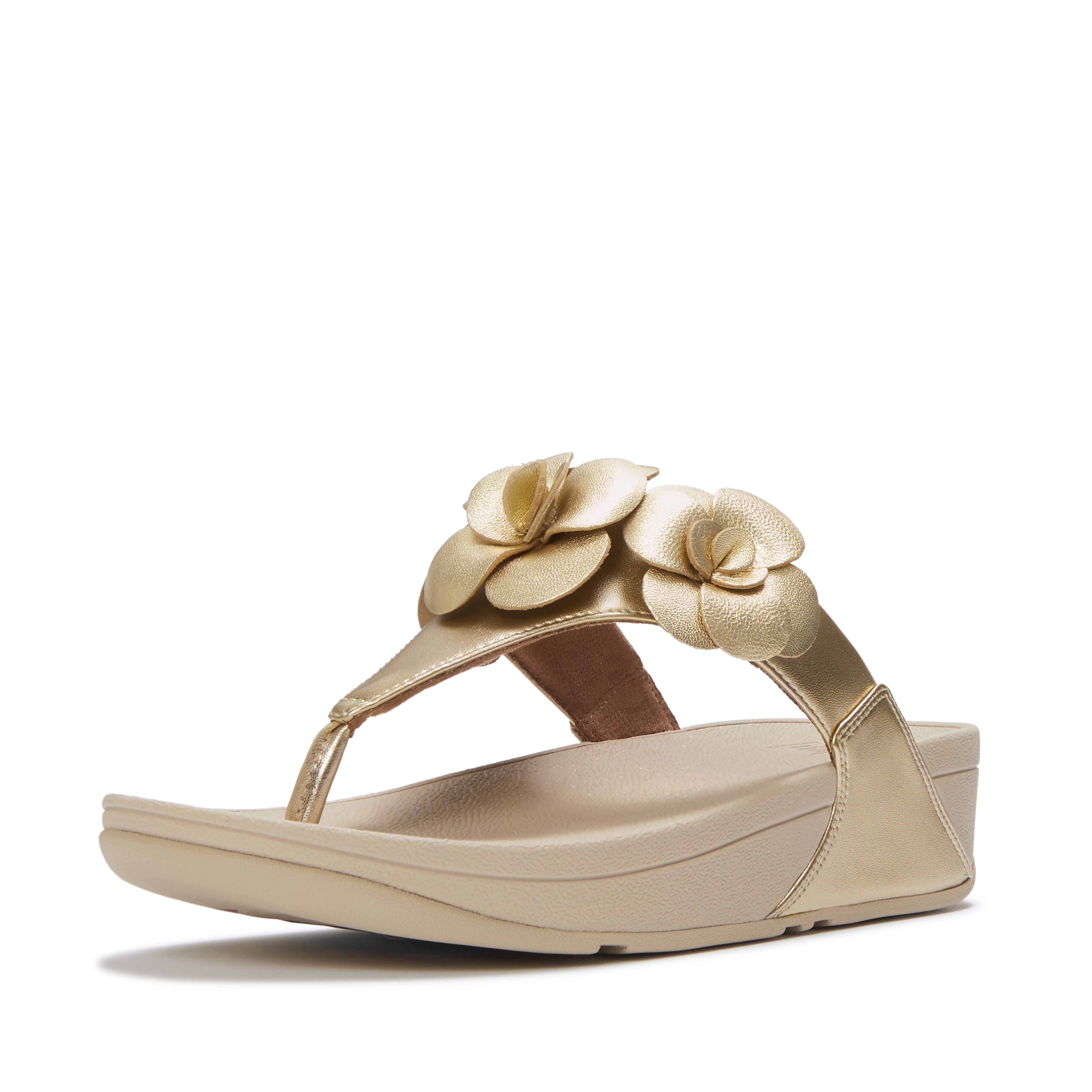 Fitflop LULU FLOWER TOE-POST SANDALS Dianette Keilabsatz, Zehentrenner, Sommerschuh mit modischer Blütenverzierung