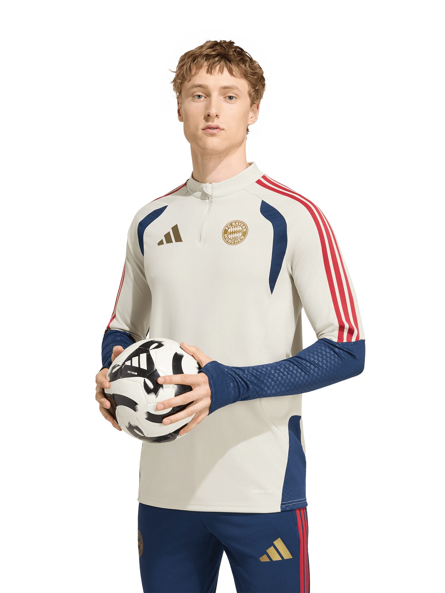 Sweatshirt FC Bayern München, Trainingstop Teamline, Herren, Off white