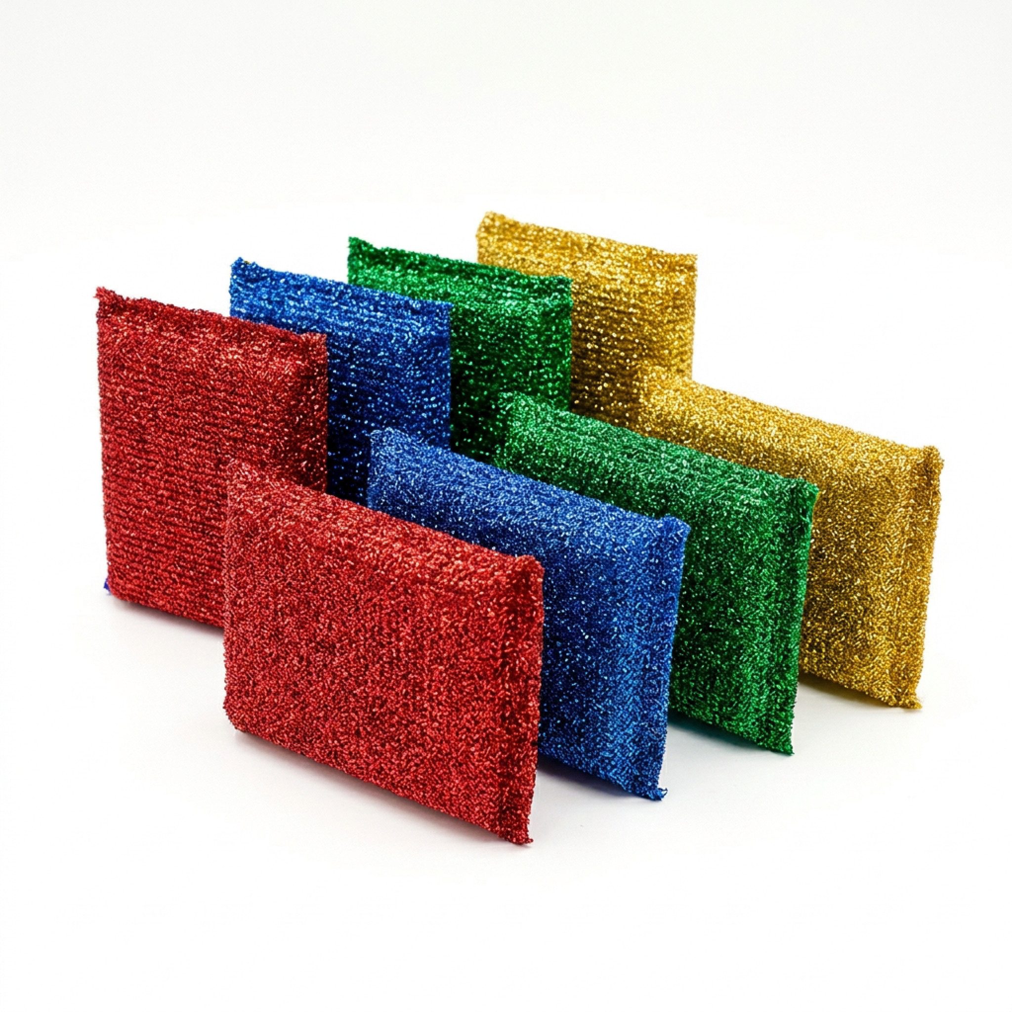 varivendo Reinigungsschwamm 8x Lurex-Schwamm, Set, farblich sortiert, Metallic, 4 x 10 g, Scheuerschwamm Glitzerschwamm Reinigungsschwamm Küchenschwamm