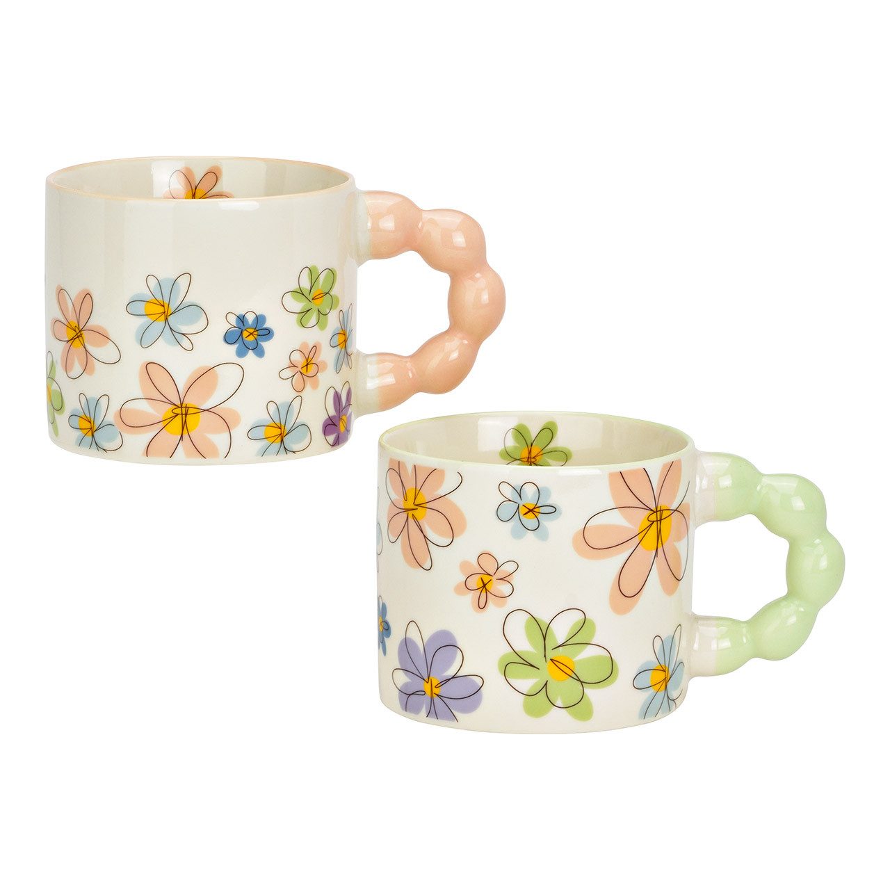 Wurm Tasse Tasse, Blumen, Grün oder Pink, 1 Stück, Porzellan, 10045148, 1-tlg.