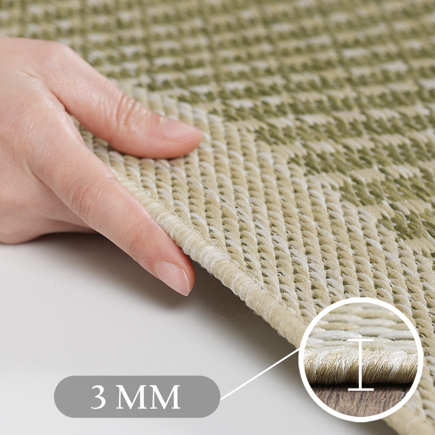 SIMPEX24 Outdoorteppich Unicolor, Läufer, Höhe: 3 mm, Teppich Wetterfest Waschbar Balkon, Garten, Terrasse und Küchenteppich
