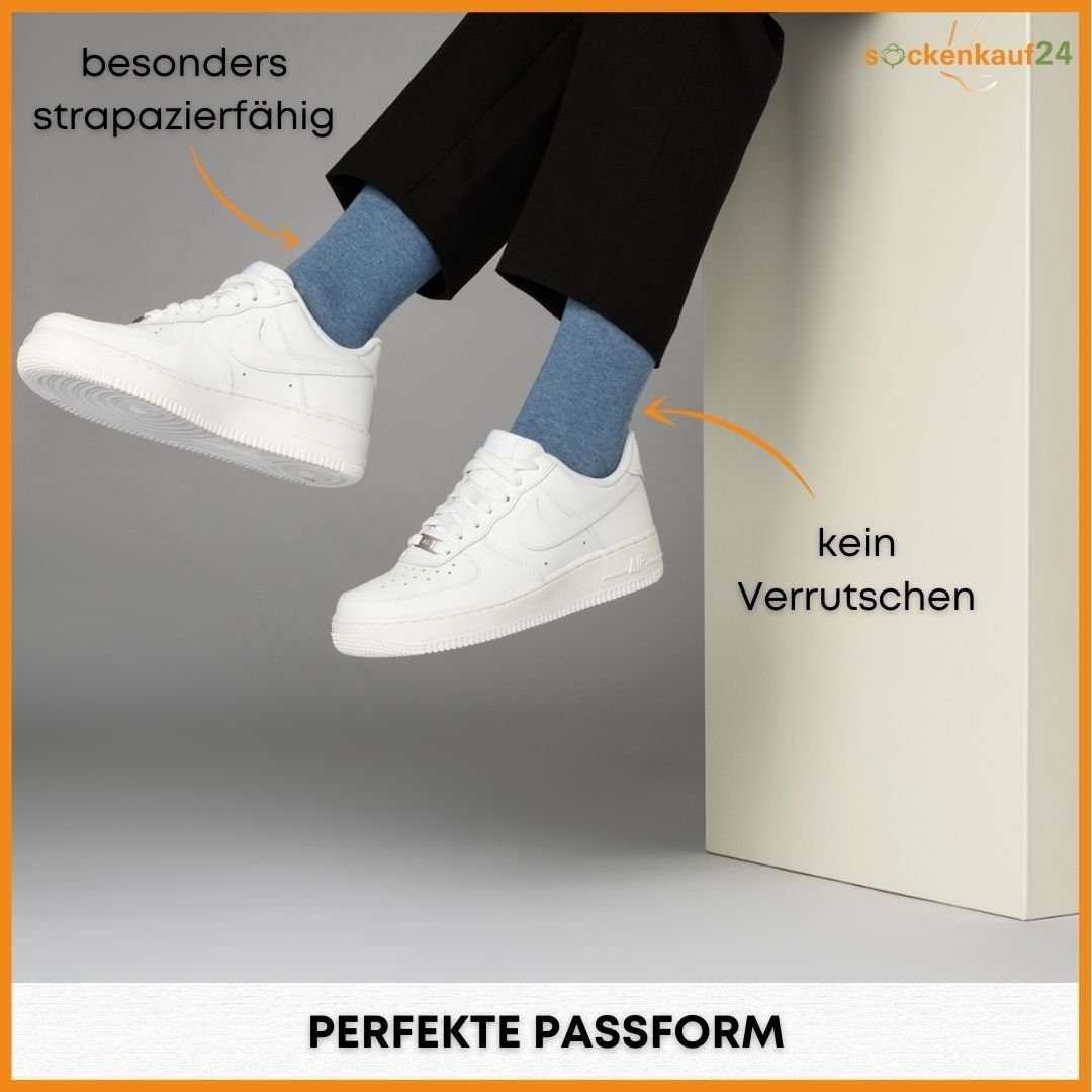 sockenkauf24 Socken 10 Paar Damen & Herren Socken Business Socken Baumwolle (Schwarz/Jeans, 35-38) mit Komfortbund (Basicline)