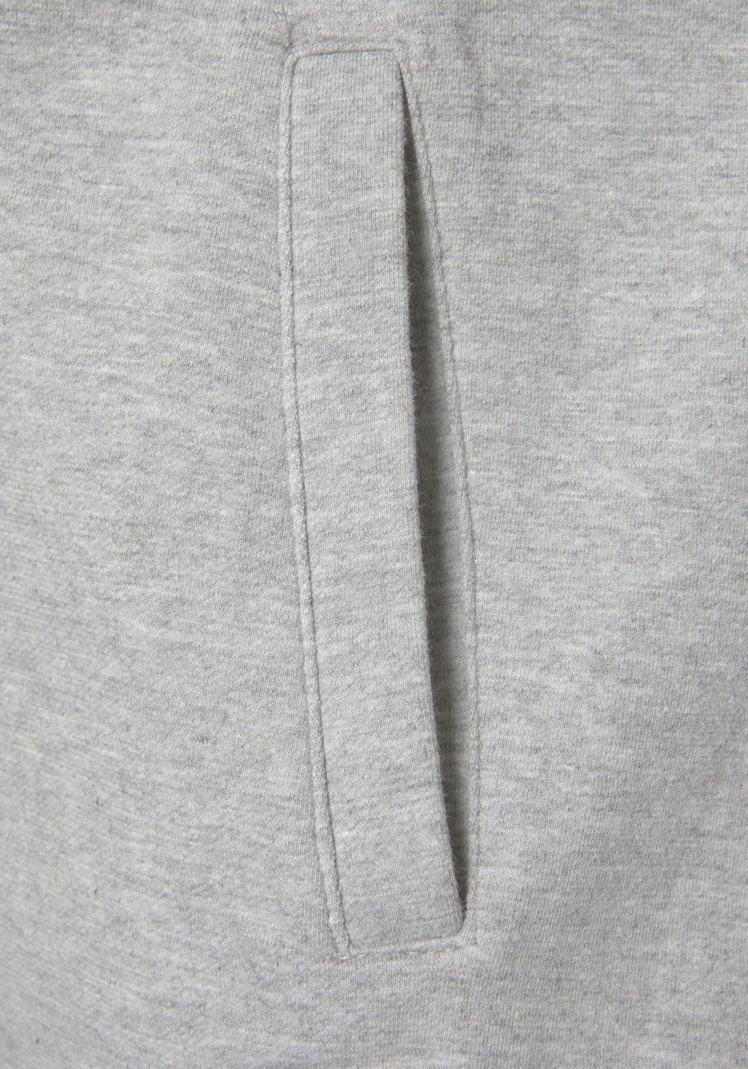 Sweatjacke Loungewear, mit Loungeanzug H.I.S grey-melange Tape gestreiftem den Ärmeln, an