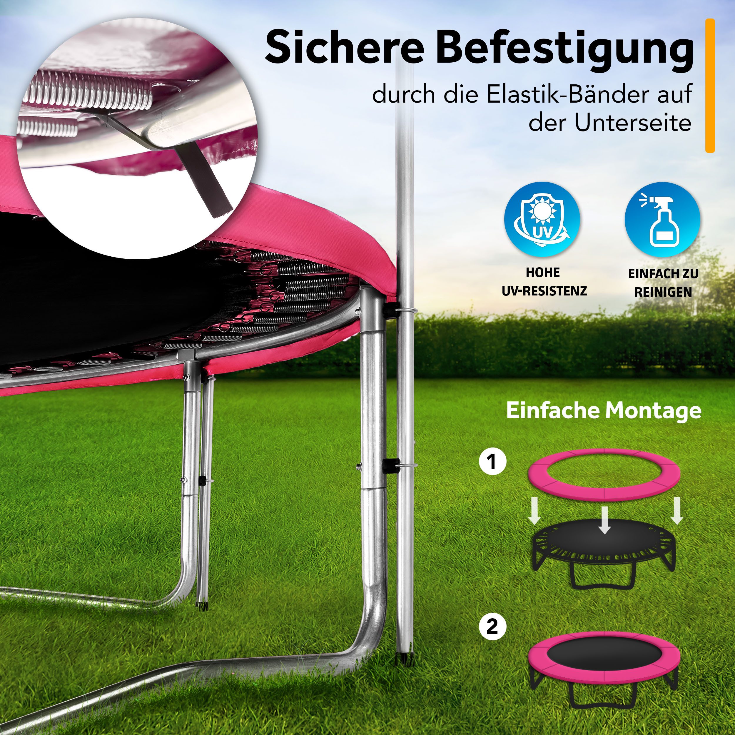 KIDUKU Trampolin-Randabdeckung mit Ø244 305 366 427cm, Trampolin Federabdeckung reißfest, Randschutz 100% UV-beständig