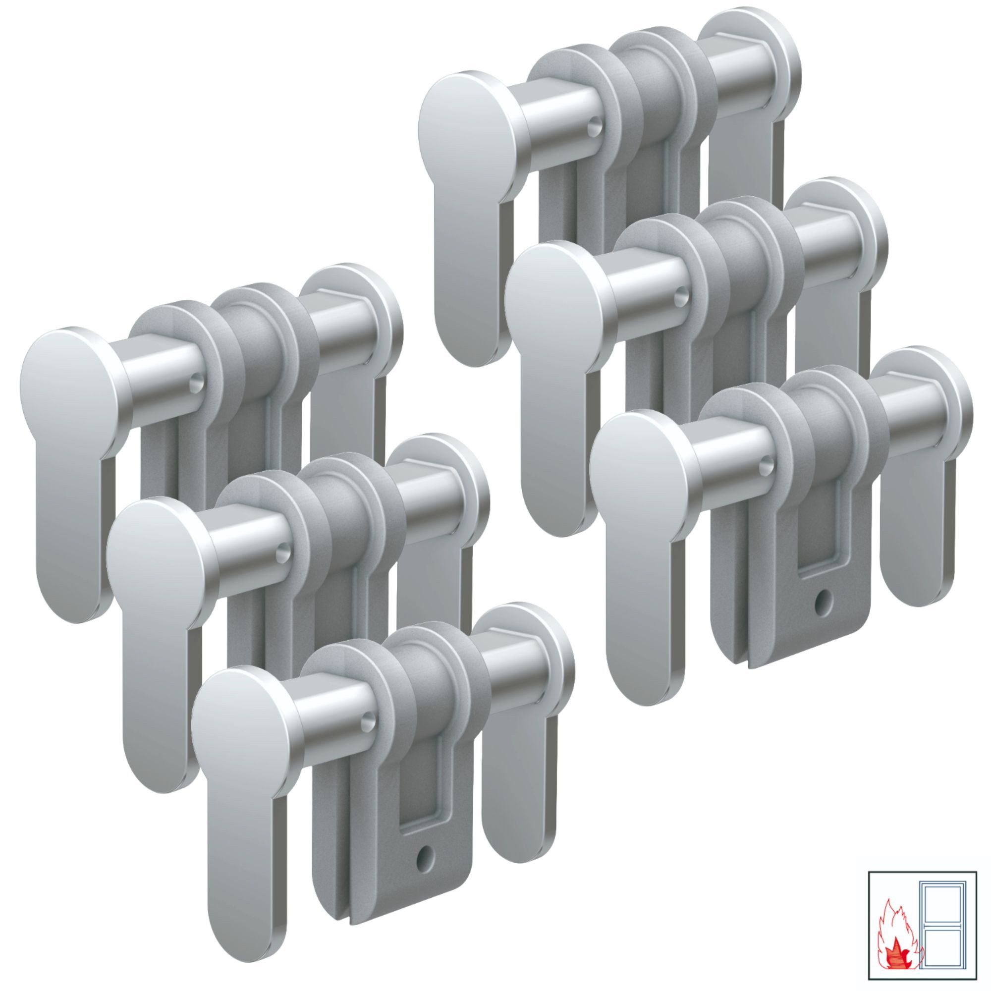 BASI Schließzylinder Universal-Blindzylinder, (Packung, 6-St), für Türstärken 50-84 mm, matt vernickelt, T90 FH-Türen, 6er Set