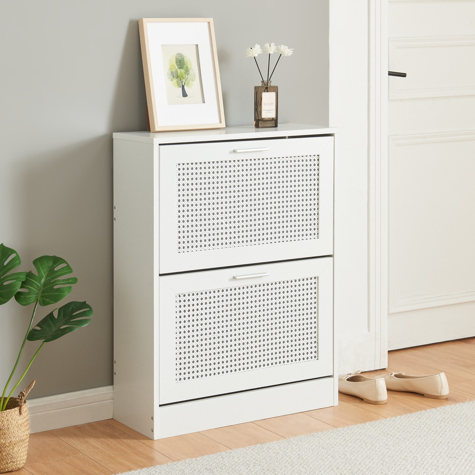 en.casa Schuhkipper, »Vesilahti« mit 2 Klappen für 8 Paar Schuhe 80x60x24 c günstig online kaufen