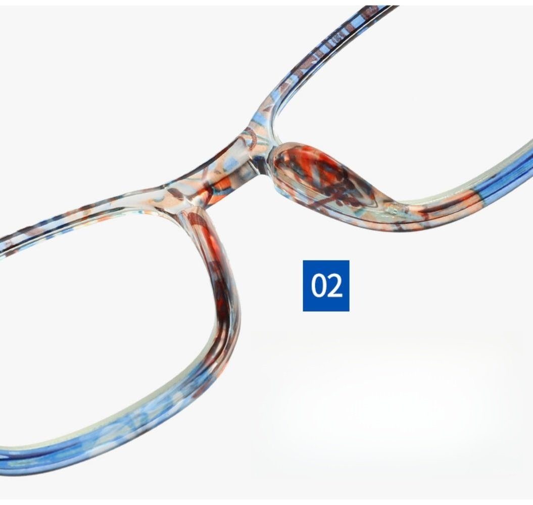PACIEA Rahmen Lesebrille blaue bedruckte presbyopische Gläser anti