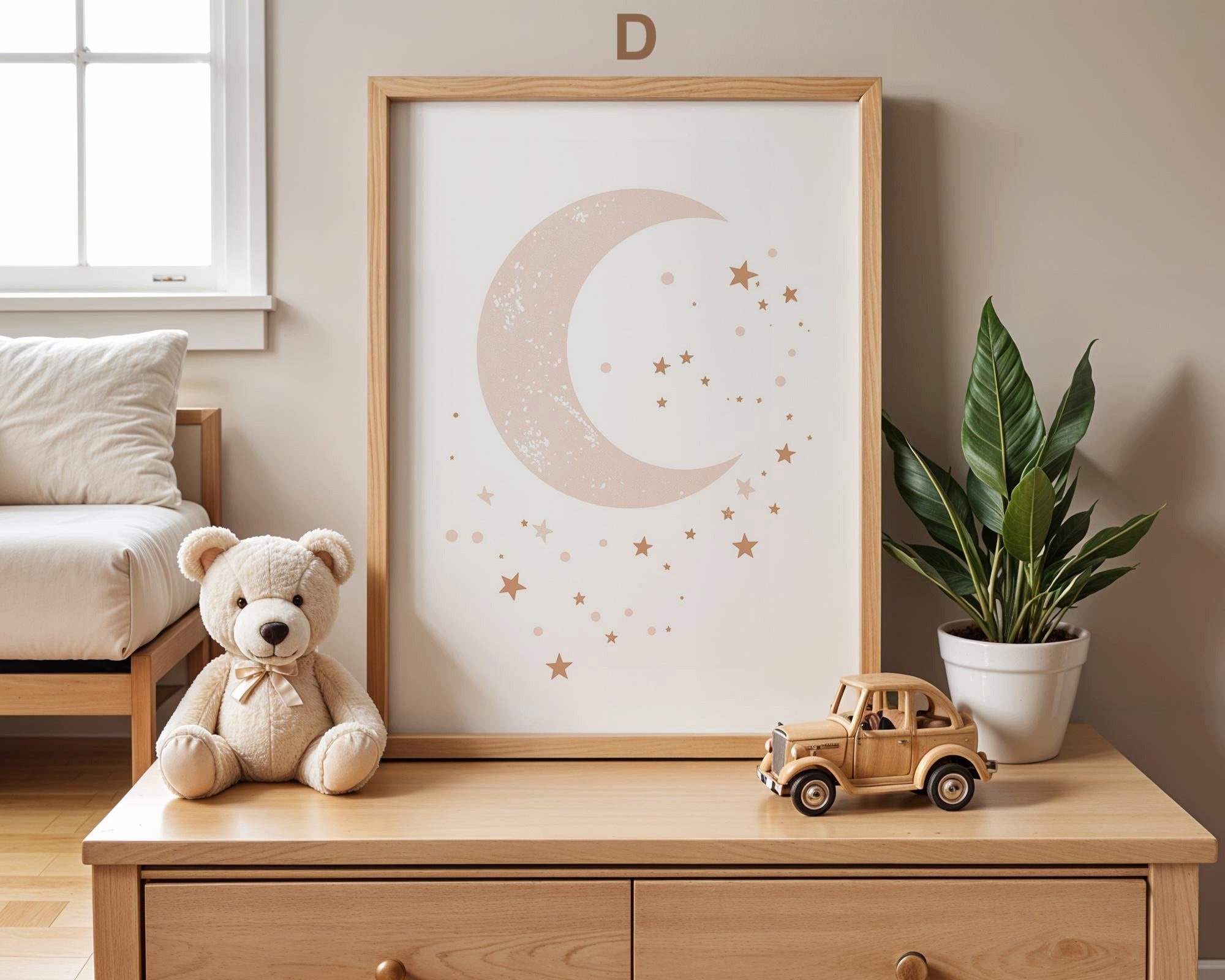 JUSTGOODMOOD Poster Boho Babyzimmer Poster · Wolke, Heißluftballon, Herzen, Mond und Ste, D (1 St), verschiedene Größen wählbar