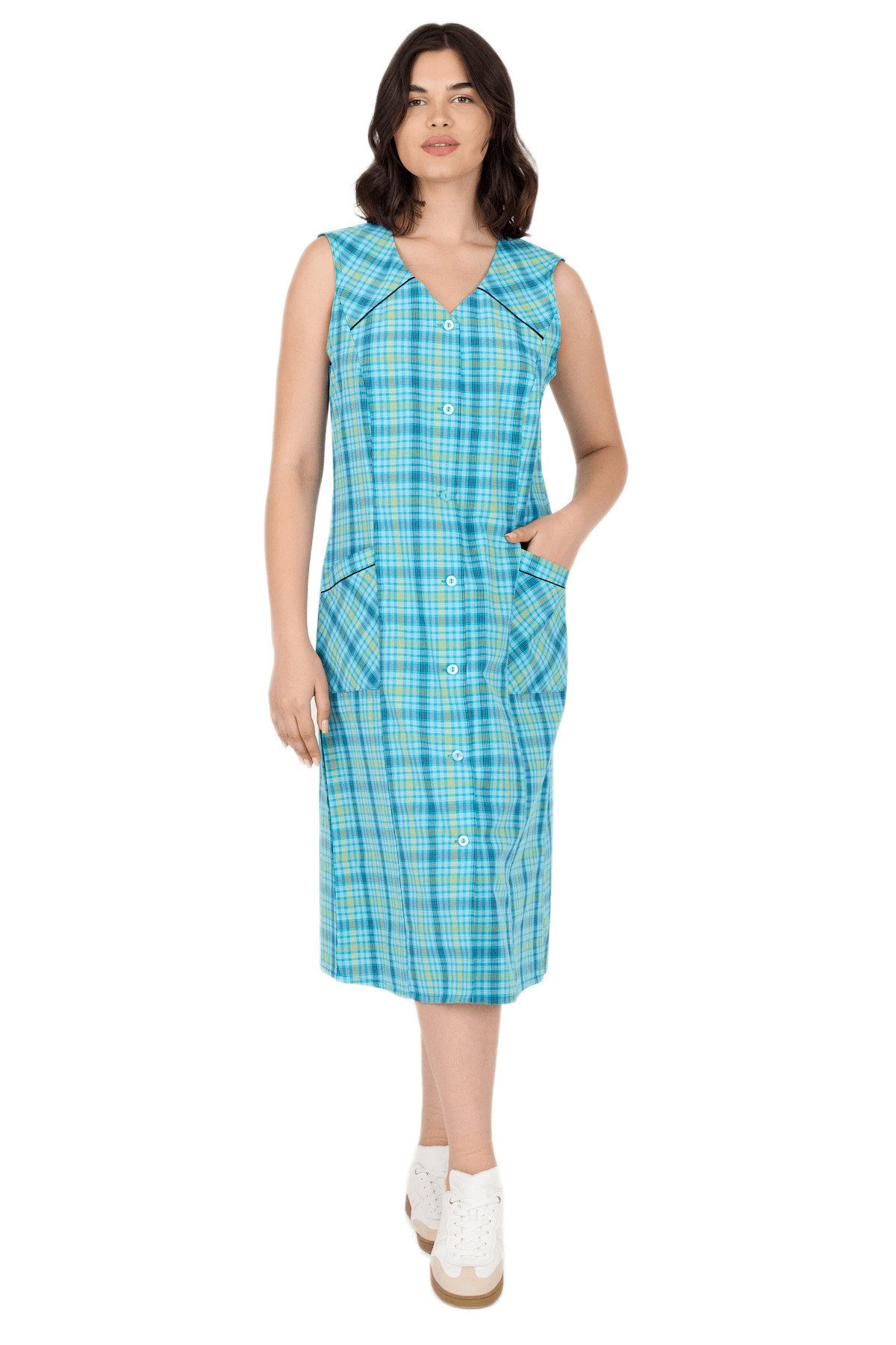 Phistan Tunikakleid Kittel aus garngefärbtem Stoff – Kariert günstig online kaufen