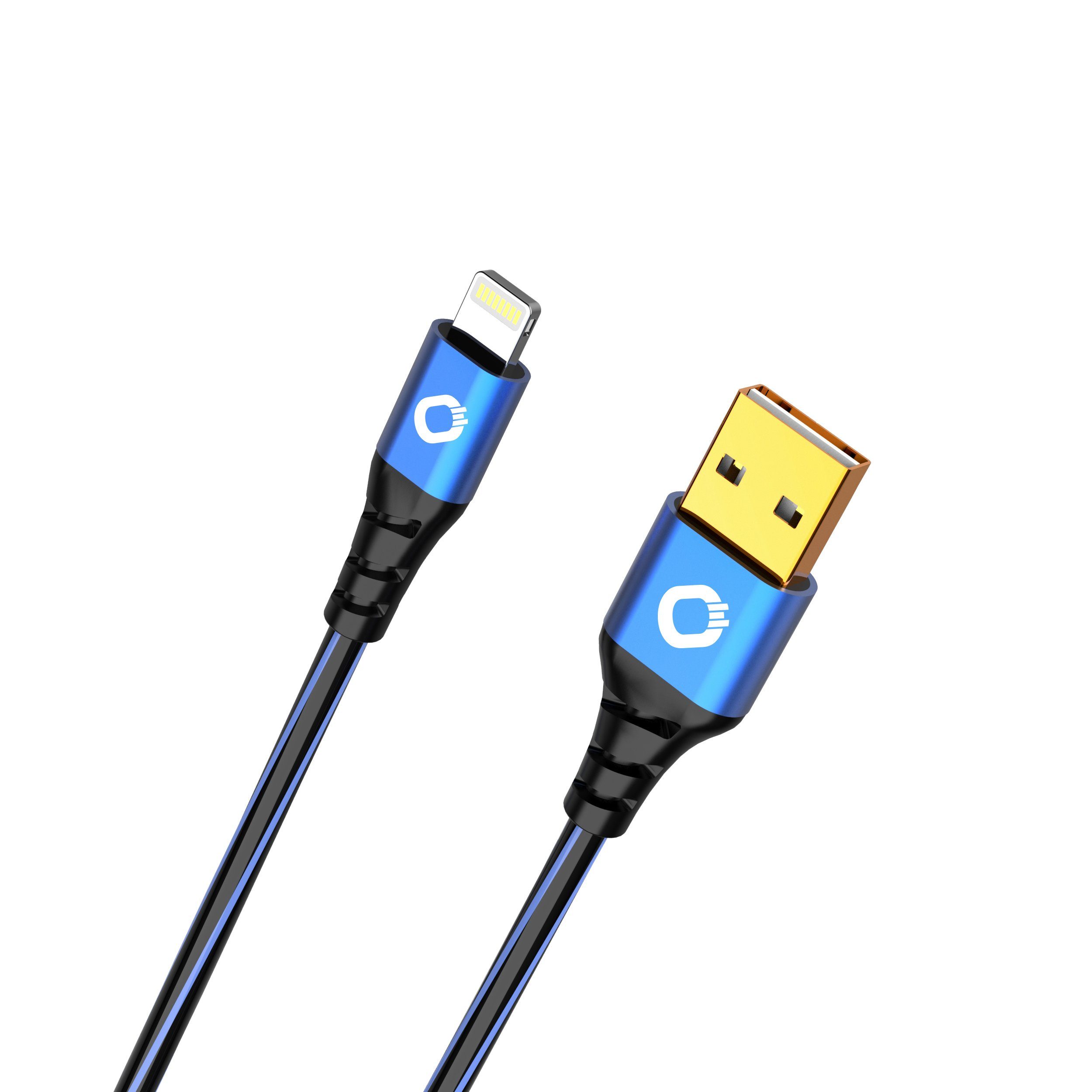 Oehlbach USB Plus LI - USB-Kabel für iPhone & iPad – USB Typ A 2.0 zu  Lightning - PVC-Mantel - OFC, blau/schwarz – 1,5m USB-Kabel, (150 cm)