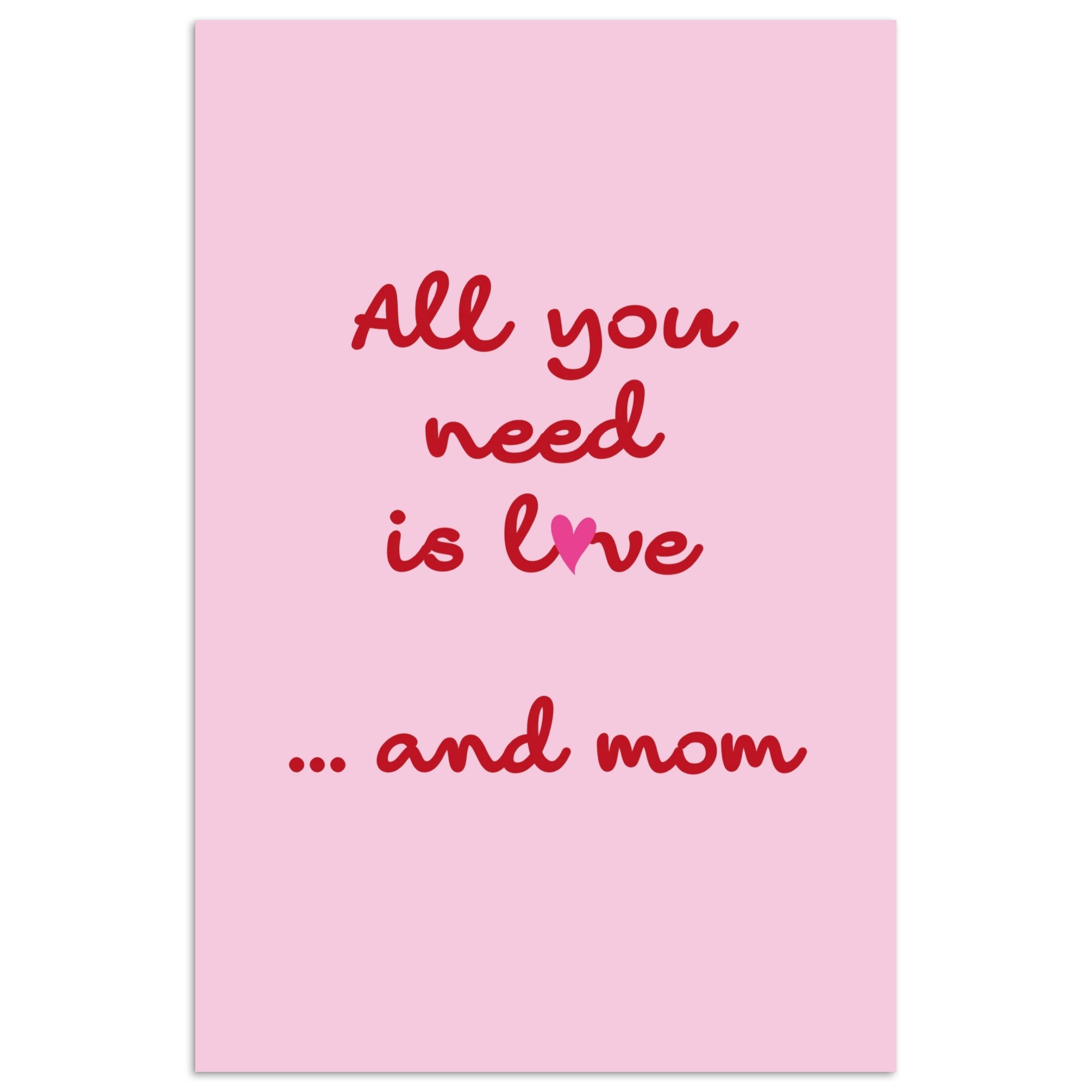 MuchoWow Poster Mutter - Liebe - Text - Rot, (1 St), Poster ohne Rahmen, Wandbild, Wandposter, 20x30 cm