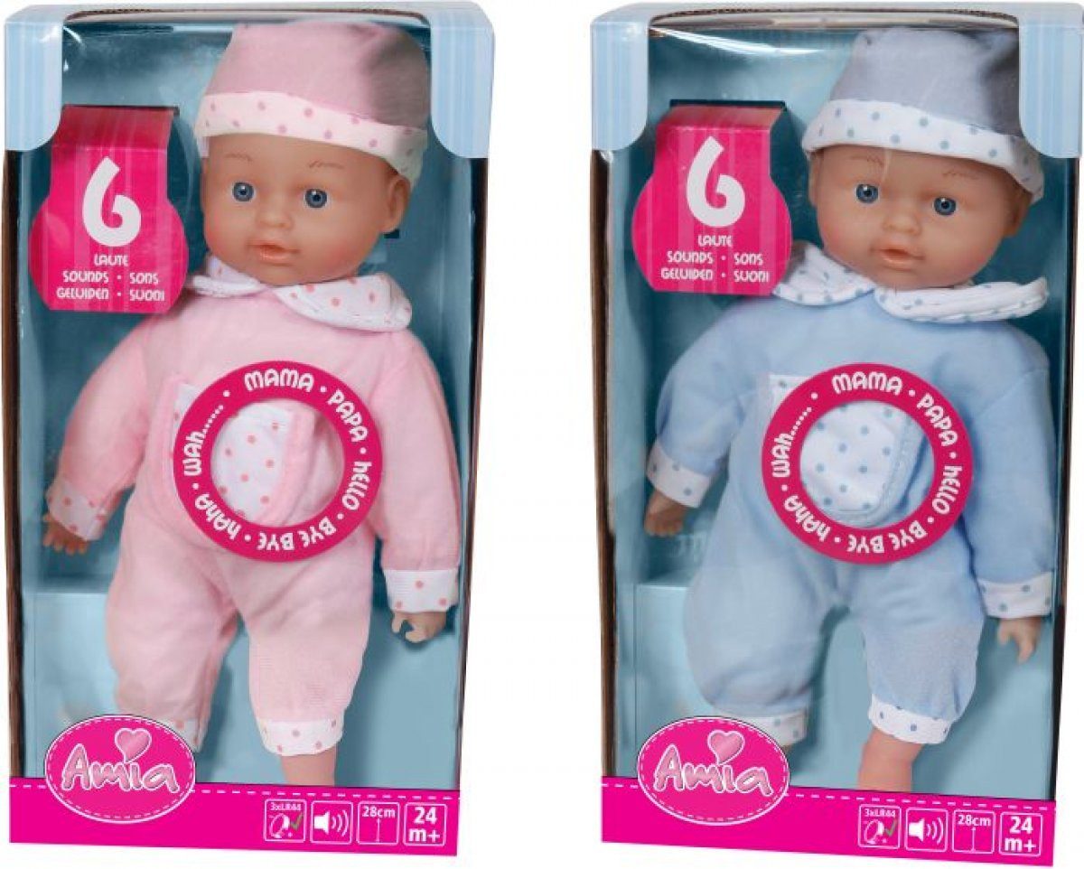 AMIA Babypuppe AM Puppe mit Mütze sprechend