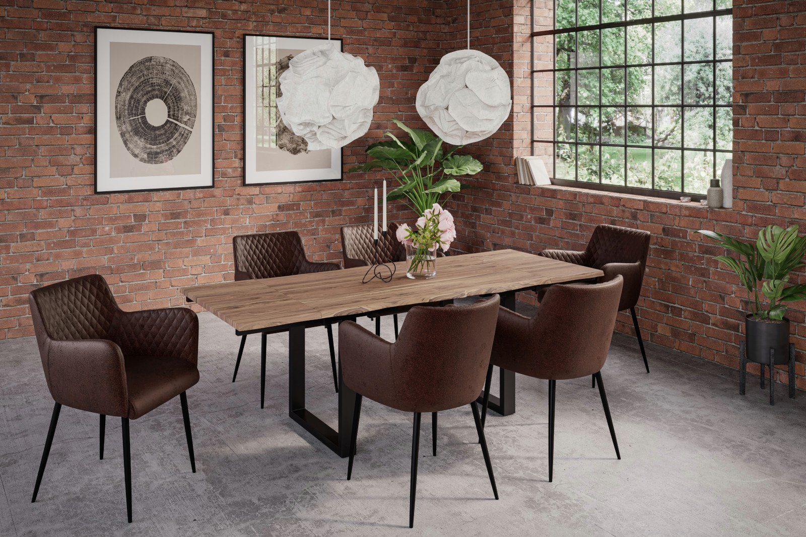 SAM® Baumkantentisch Dion, natürliche Baumkante, stonefarben, Akazienholz massiv, 2 Ansteckplatte