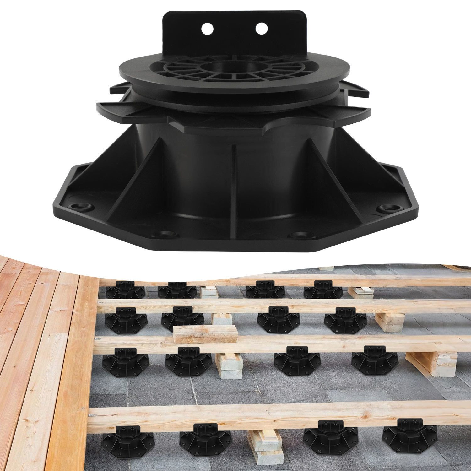 Clanmacy Terrasse Terrasse Balkenlager 75-145mm 0-5% Gefälleausgleich matt 20er Set