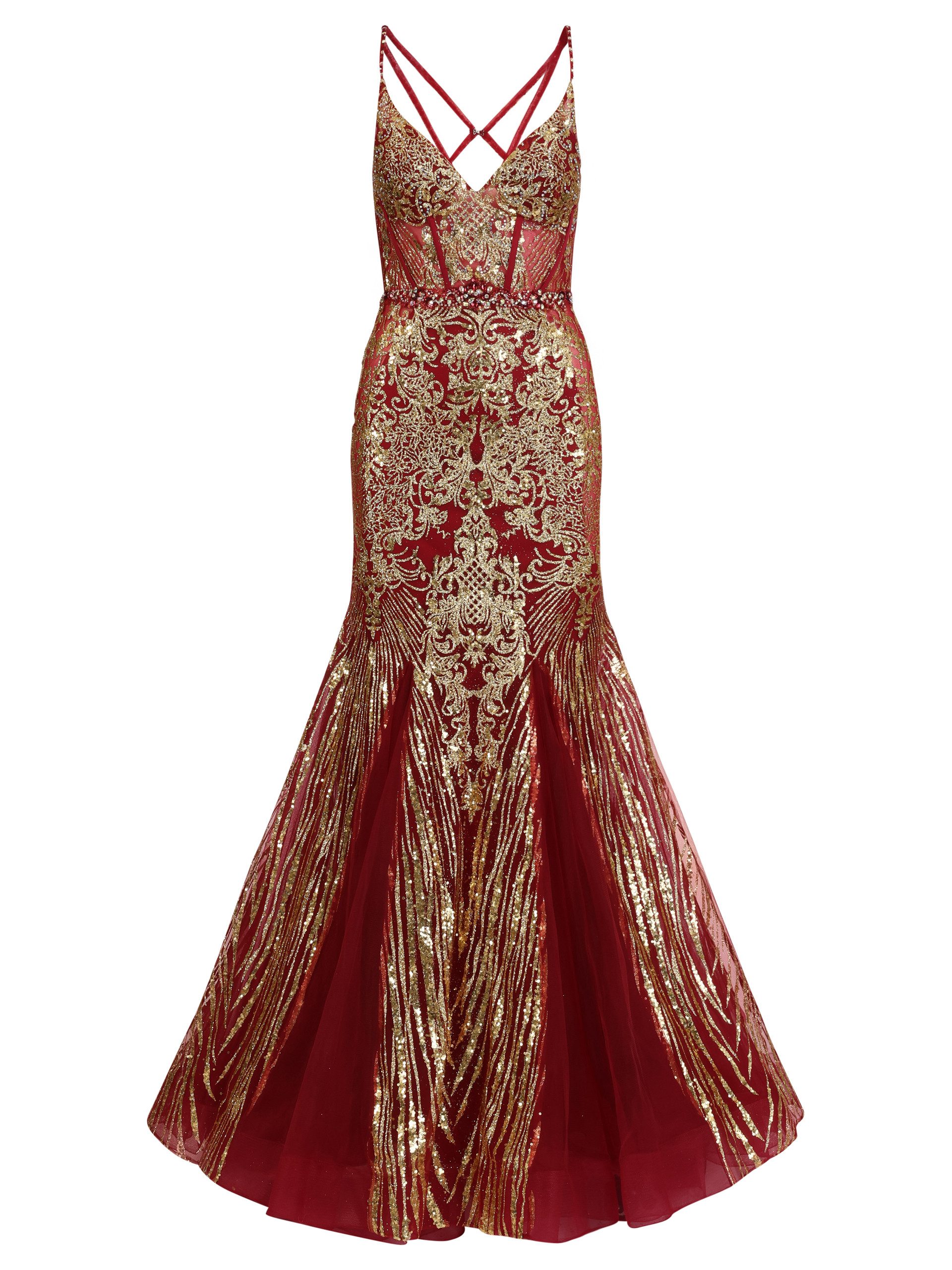 Kraimod Abendkleid mit V-Ausschnitt und Tüllsaum – Bild 5 von 5
