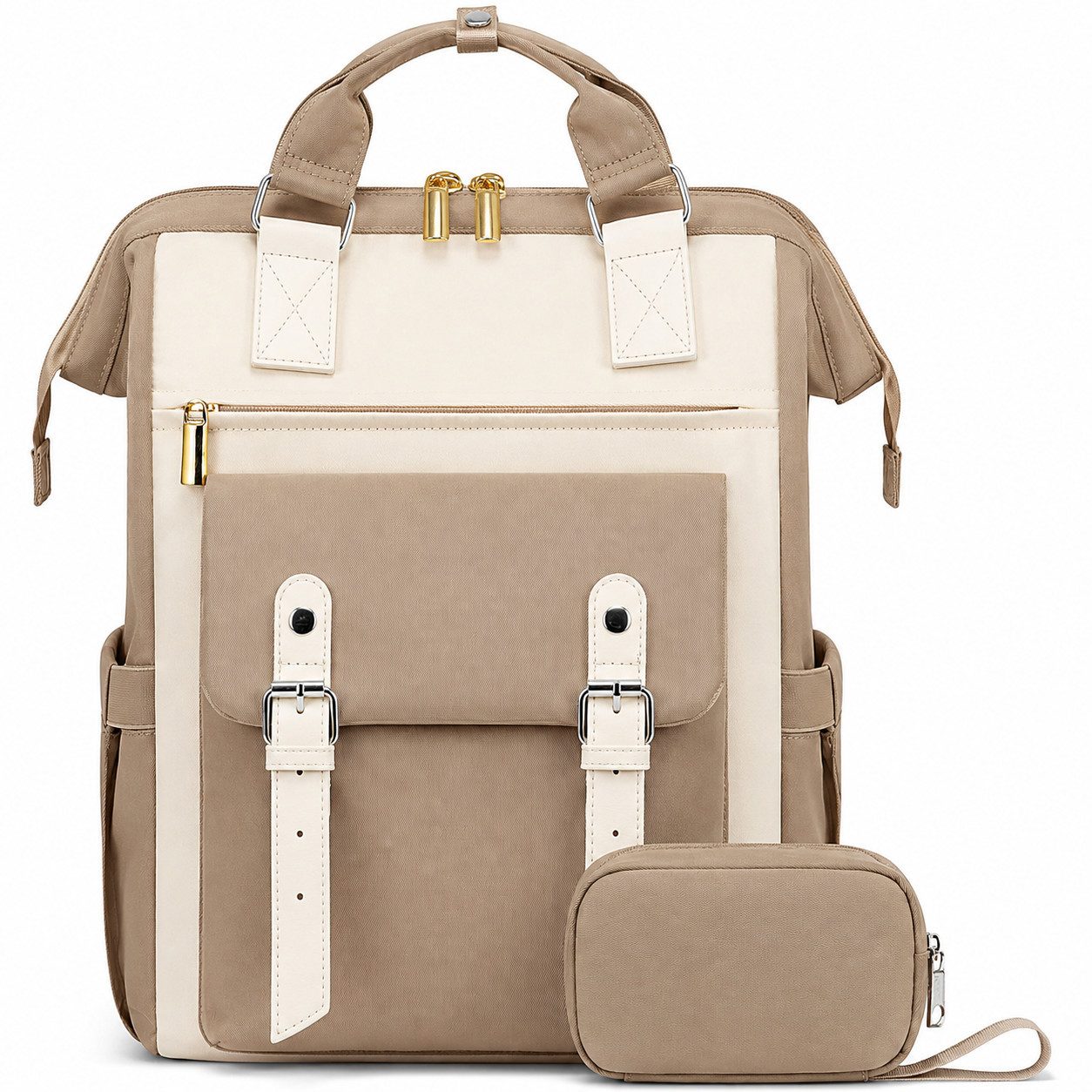 MOPUEA Schulrucksack Rucksack Damen, Wasserdicht Schulrucksack Mädchen Teenager Jungen (15,6 Zoll Laptop Schultasche Rucksäcke, 2-tlg., Schlicht Und Geräumig, Geeignet für Uni Business Büro Reise), Schulrucksack Unisex-Rucksack Im Farbblock-Design