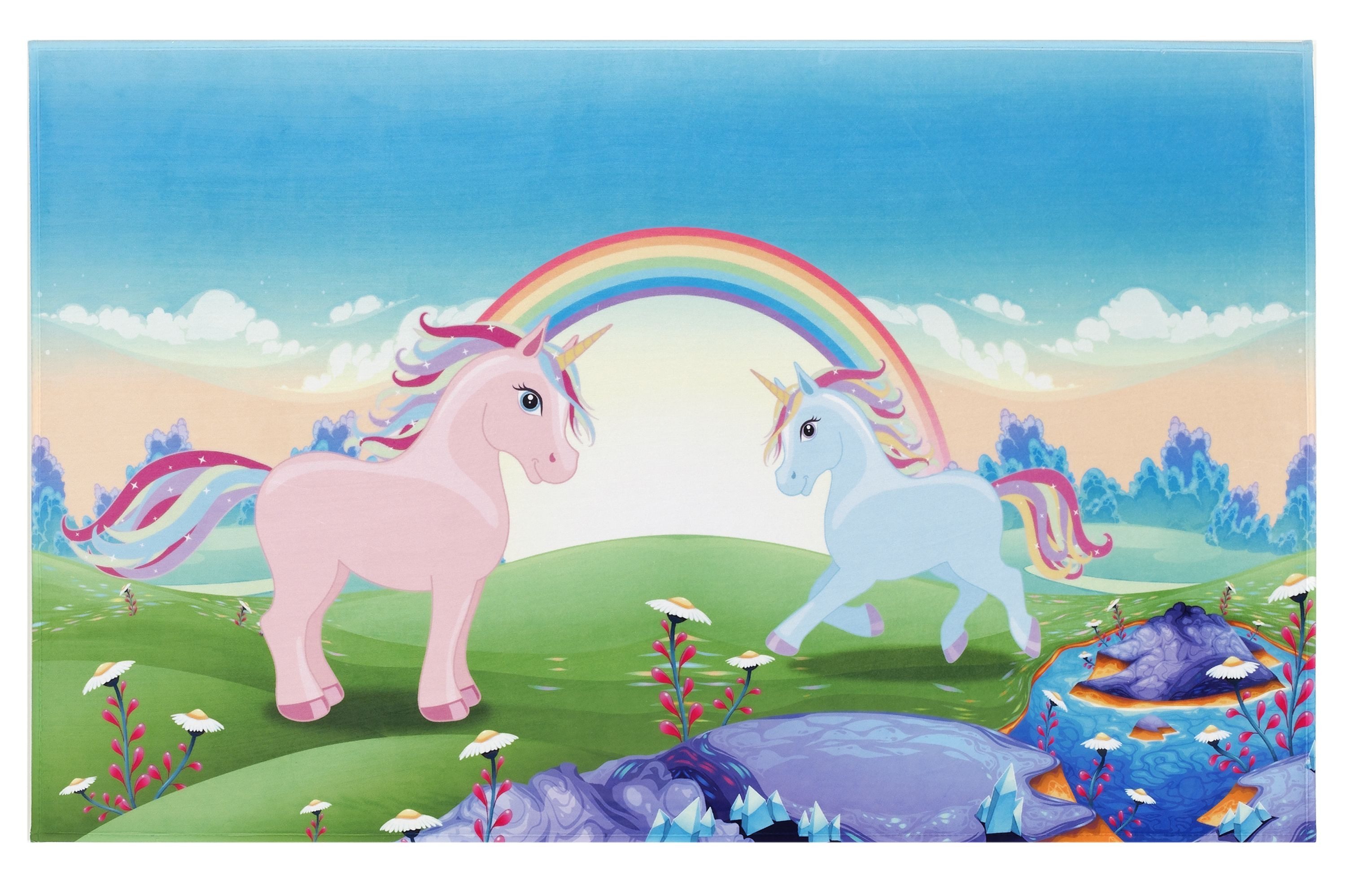 Böing Carpet Kinderteppich Einhorn, rund