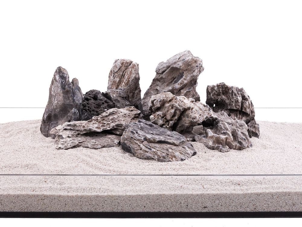 Aquarium Aquarium Natursteine Mini Landschaft Seiryu Steine grau 20 Kg Gr.L 1-2 Kg Nr.68 Dekoration Felsen Steinrückwand Steine
