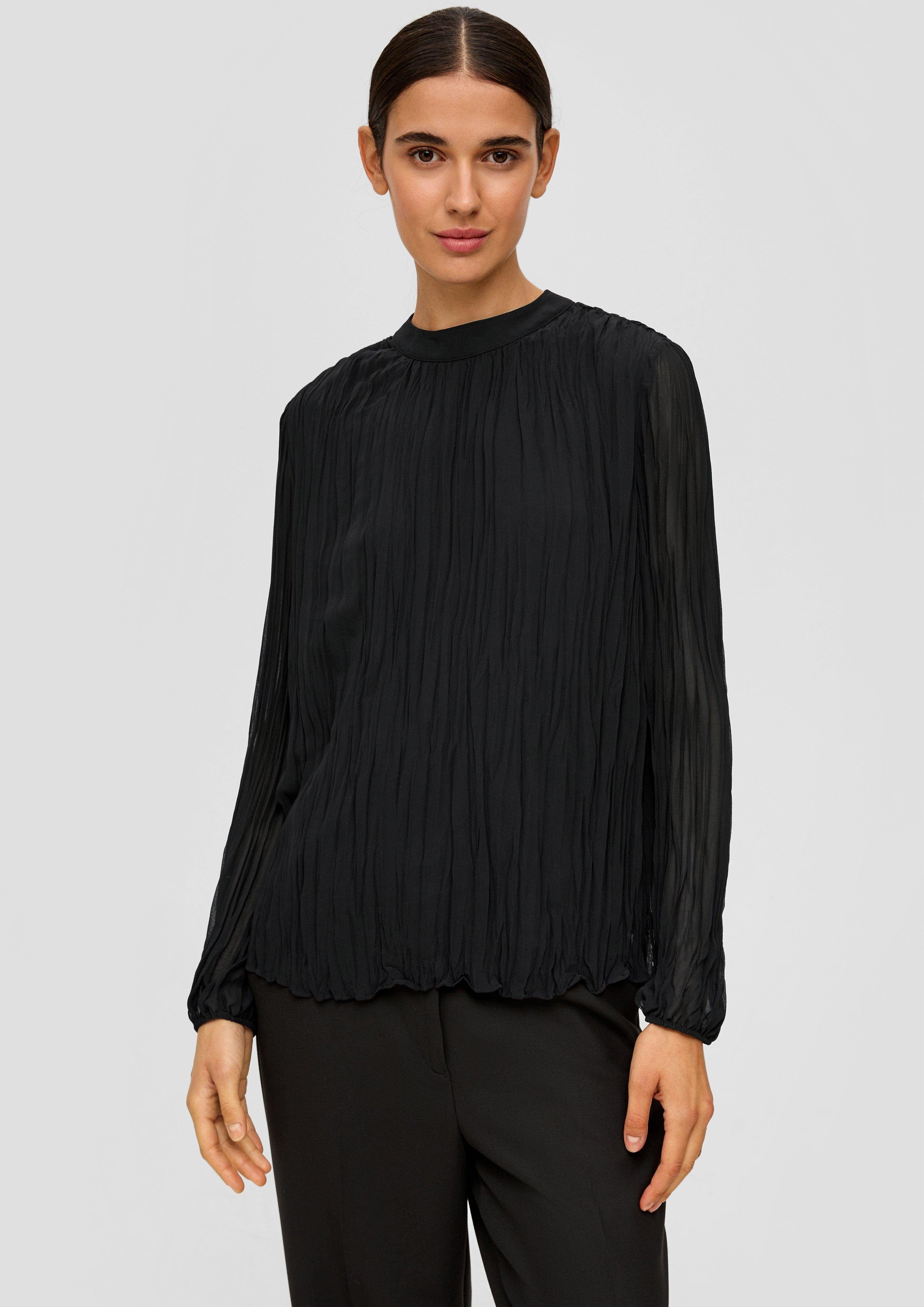 Langarmbluse Gemusterte Chiffonbluse mit Stehkragen