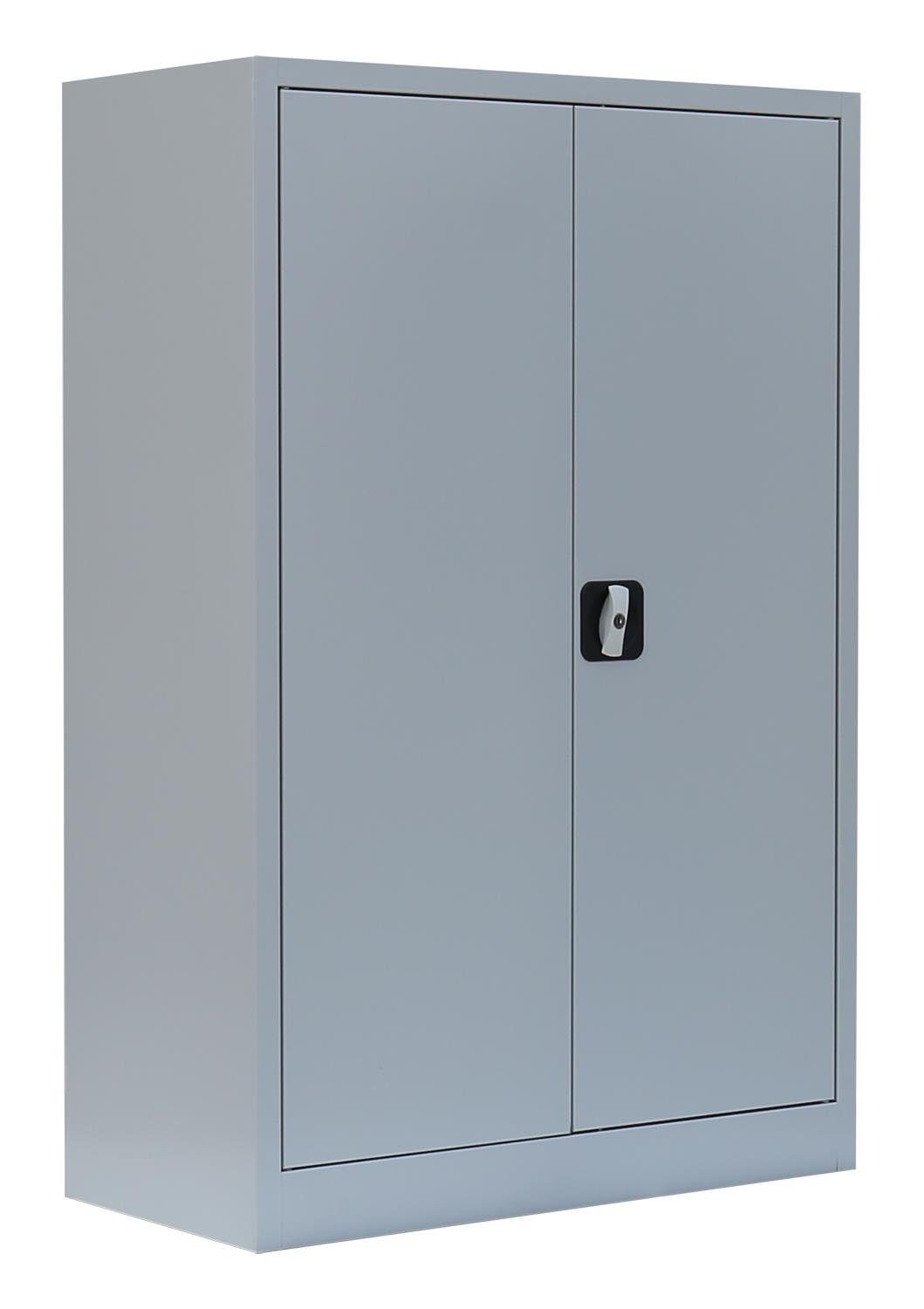 Steelboxx Mehrzweckschrank Aktenschrank Metallschrank 1200 x 920 x 420 mm (1-St) komplett montiert, keine Montage notwendig Korpus: RAL 7035 Lichtgrau/ Türen: RAL 7035 Lichtgrau | Lichtgrau