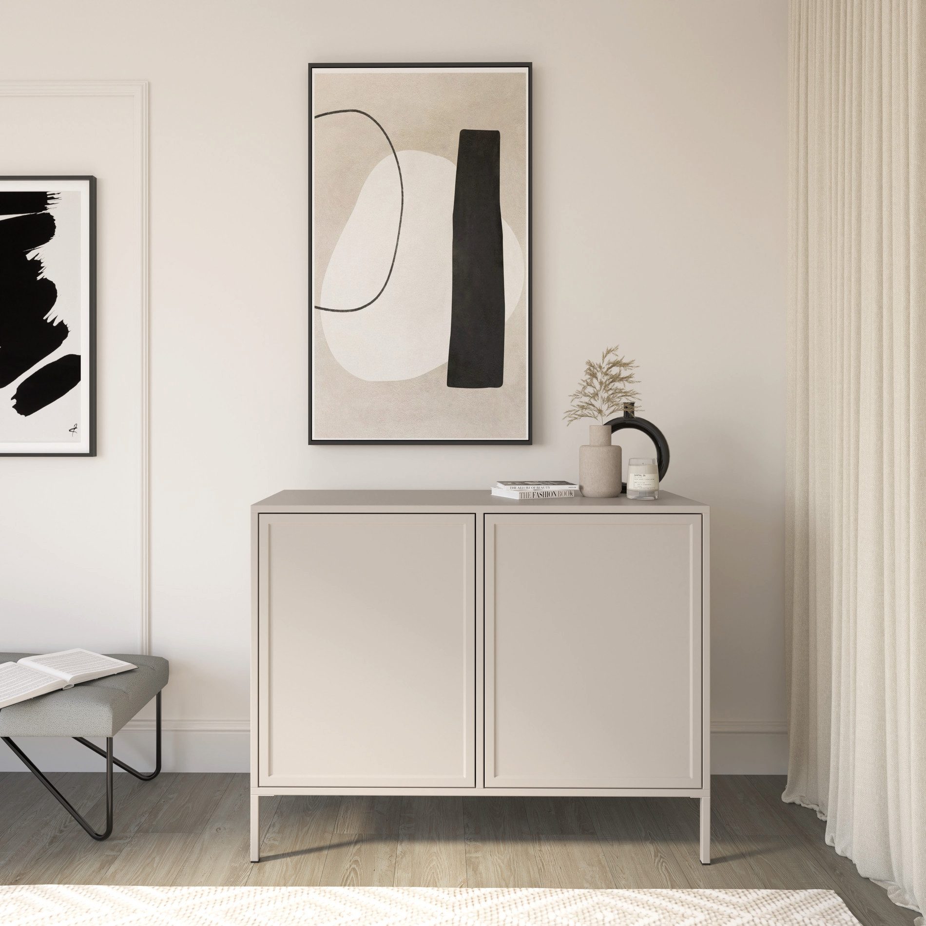 Selsey Sideboard VELVETO, Sideboard in Kaschmir & Push-to-Open, 2 Türen