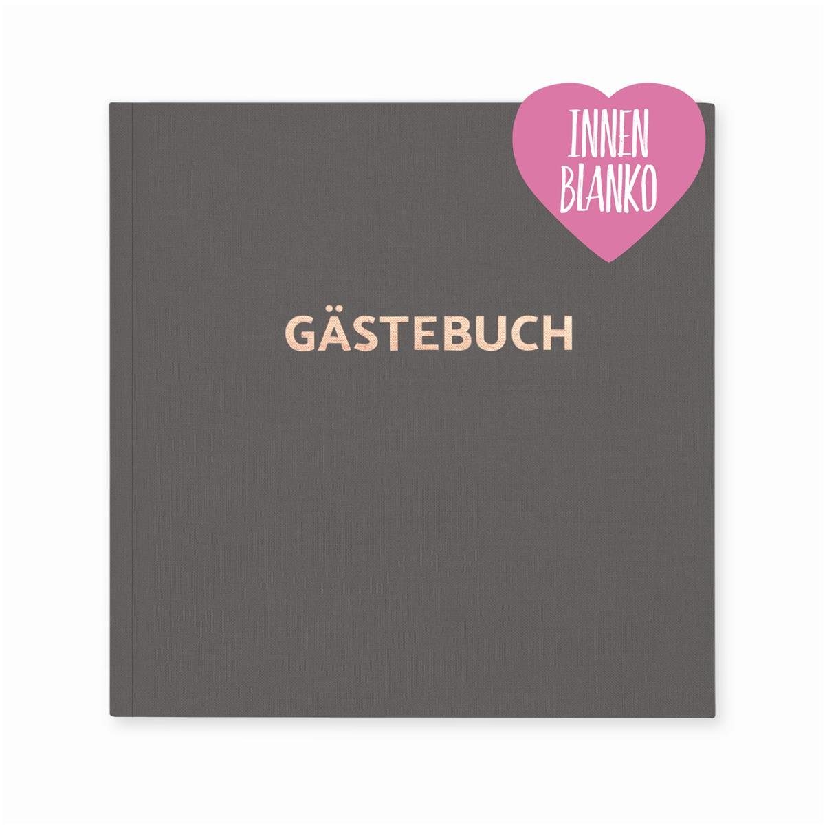 bigdaygraphix Notizbuch Gästebuch - Deluxe Anthrazit-Rosé bigdaygraphix, leere Seiten für eigene Gestaltung, für jeden Anlass