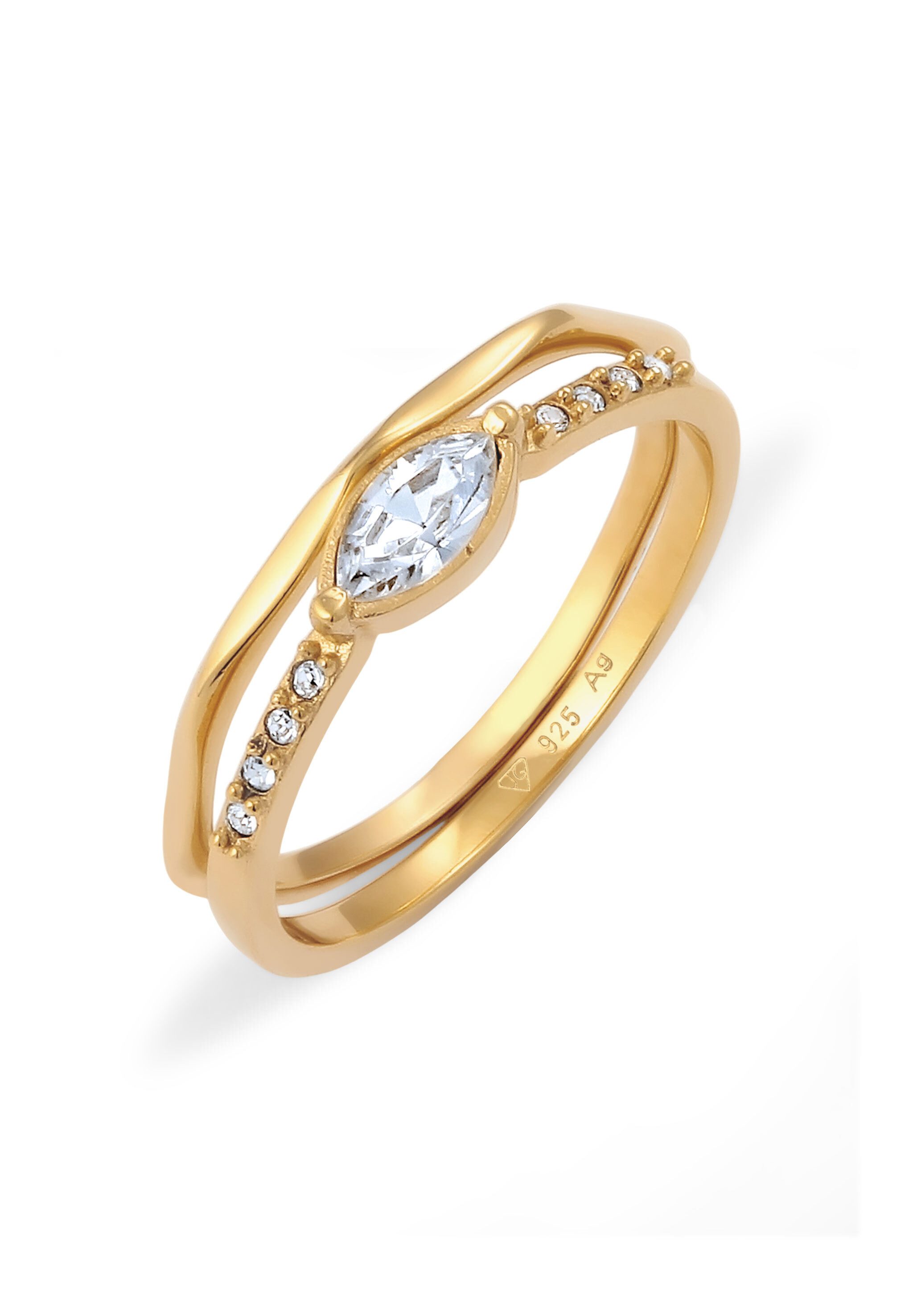 Ring-Set Set Weiß 925 Sterling Silber, mit Kristallen von Swarovski®