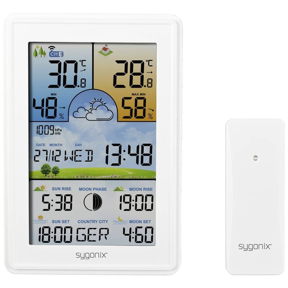 Sygonix Funk-Wetterstation, 15 cm (5.9) Farbdisplay SY-5509564 Wetterstation (Notstromversorgung)