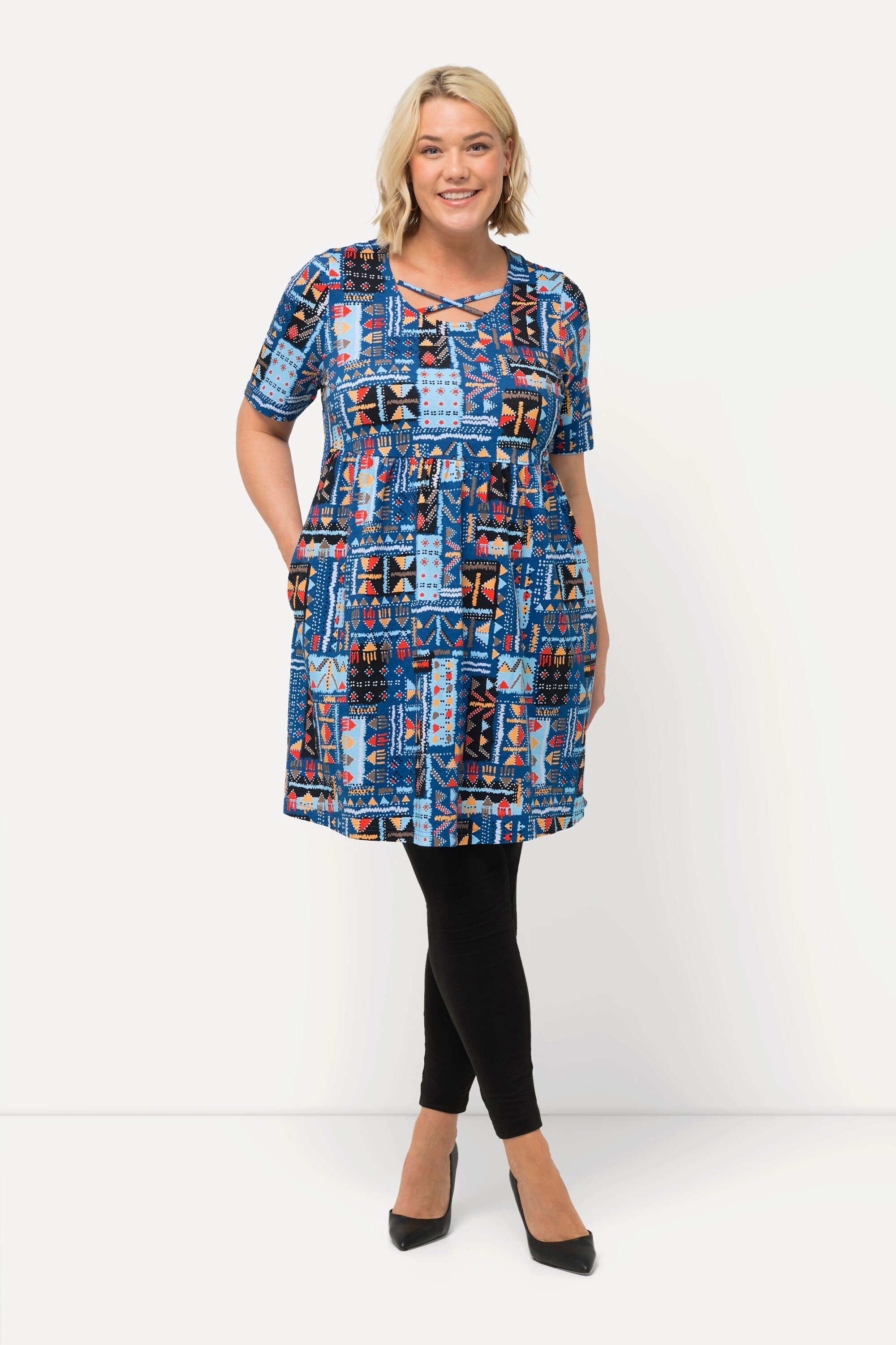 Ulla Popken Longshirt Longshirt Zierbänder Rundhals günstig online kaufen