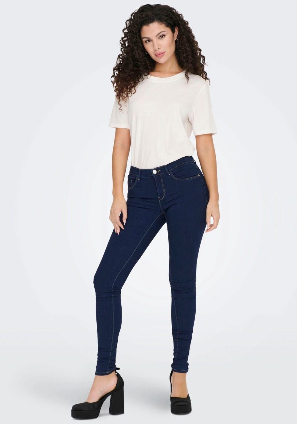 ONLY Skinny-fit-Jeans ONLRAIN LIFE REG SKINNY DNM mit Gürtelschlaufen