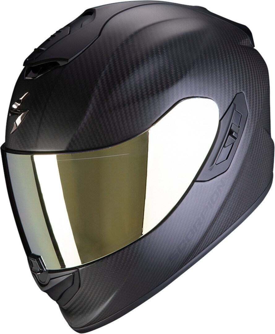 Scorpion Exo Motorradhelm Exo-1400 Evo 2 Carbon Air Solid Helm, Notfallsystem-Polsterung (EQRS),integriertes Sonnenvisier