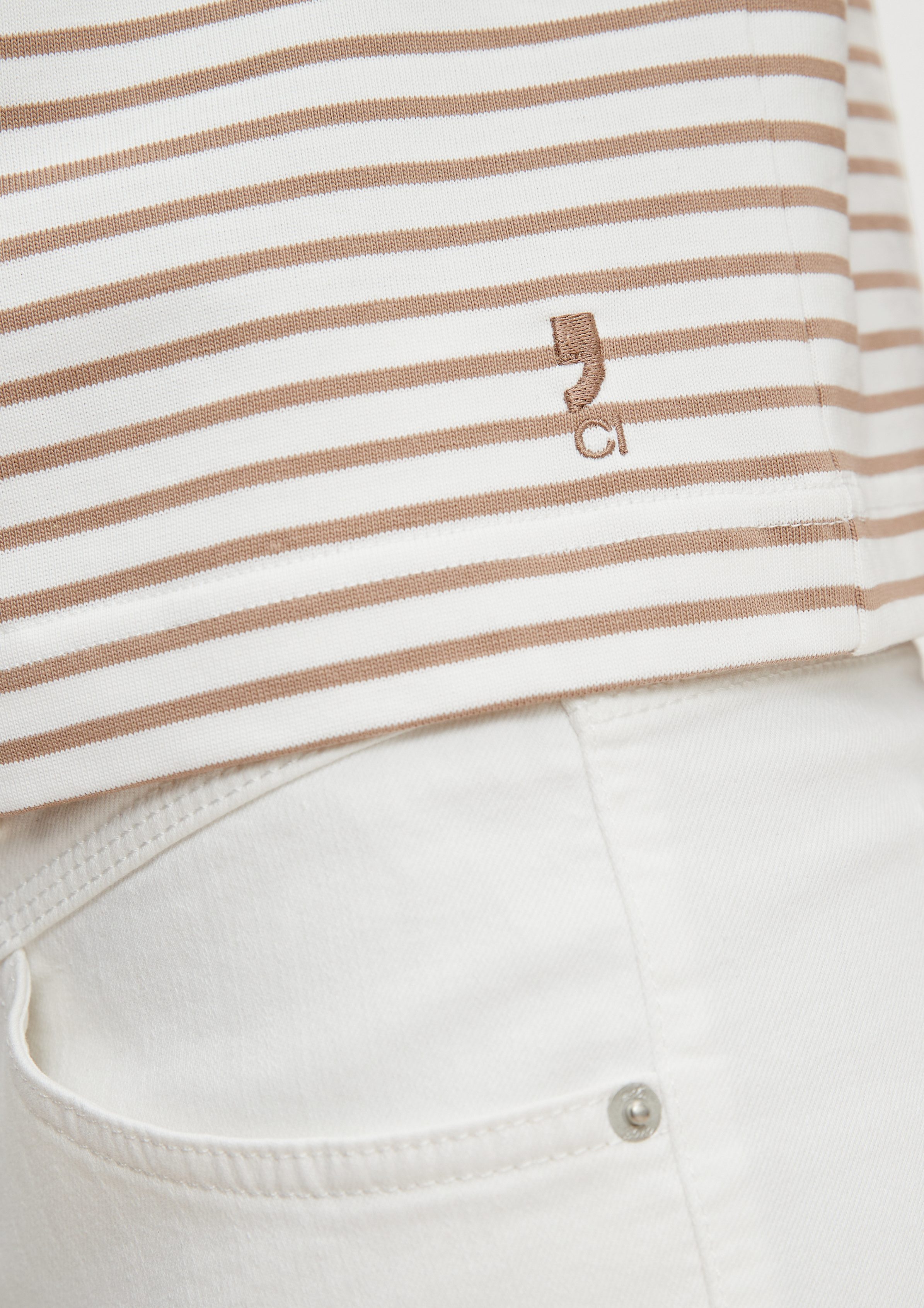 Jersey Streifenshirt aus sandstein comma identity casual Kurzarmshirt