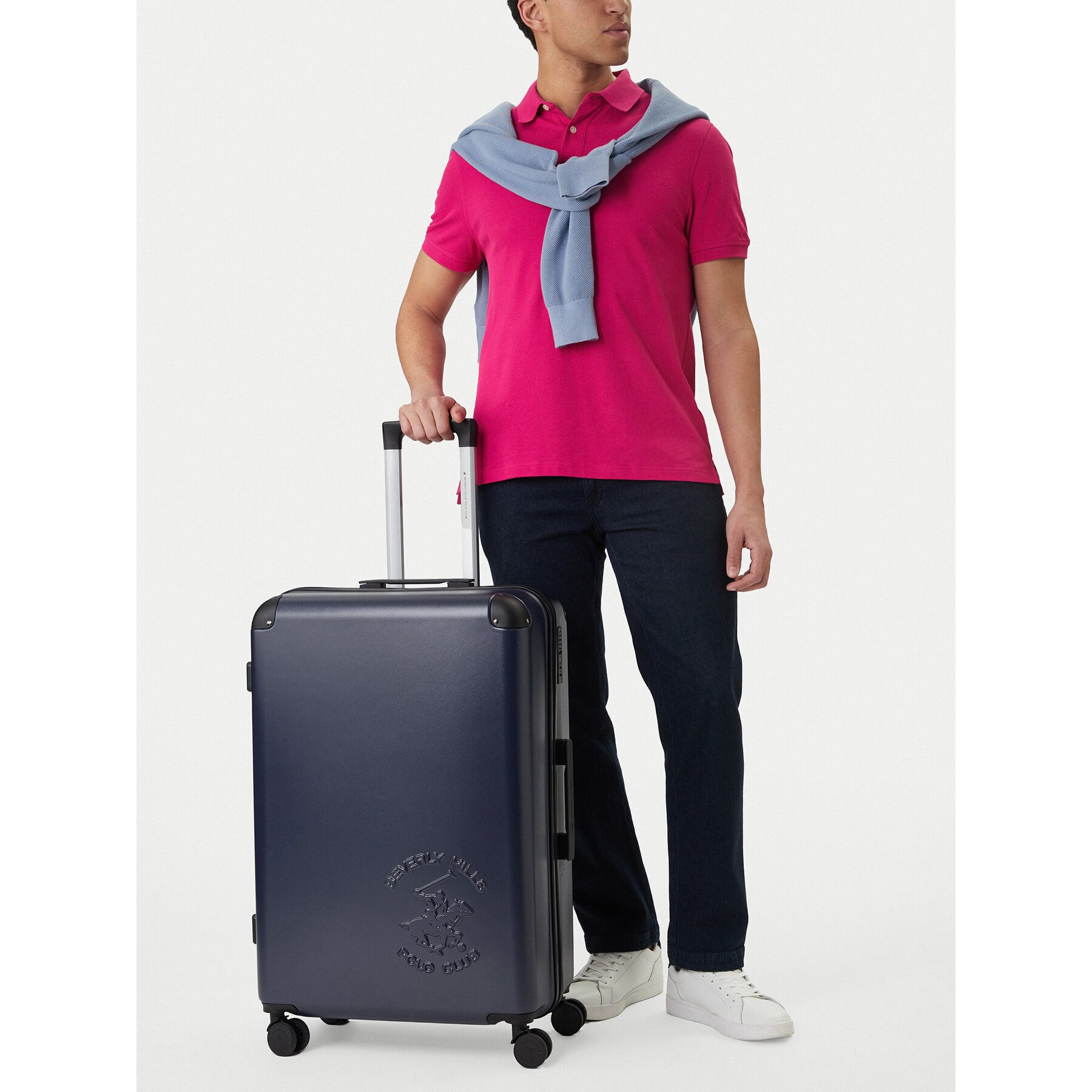 BEVERLY HILLS POLO CLUB Hartschalen-Trolley Beverly Hills Polo Club Großer Koffer Unisex Marineblau
