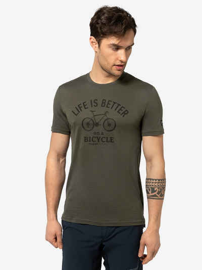 SUPER.NATURAL T-Shirt für Herren aus Merino M BETTER BIKE TEE mit coolem Fahrrad Motiv