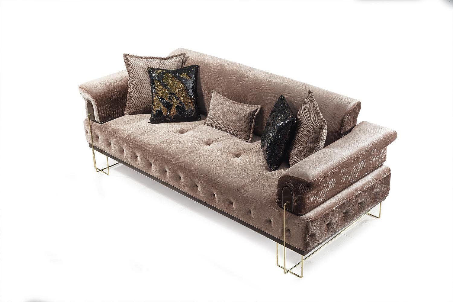 Braun 2 Teile Chesterfield Sofa Polster, Garnitur Wohnzimmer Sitz Couch JVmoebel 3+1 Sofa