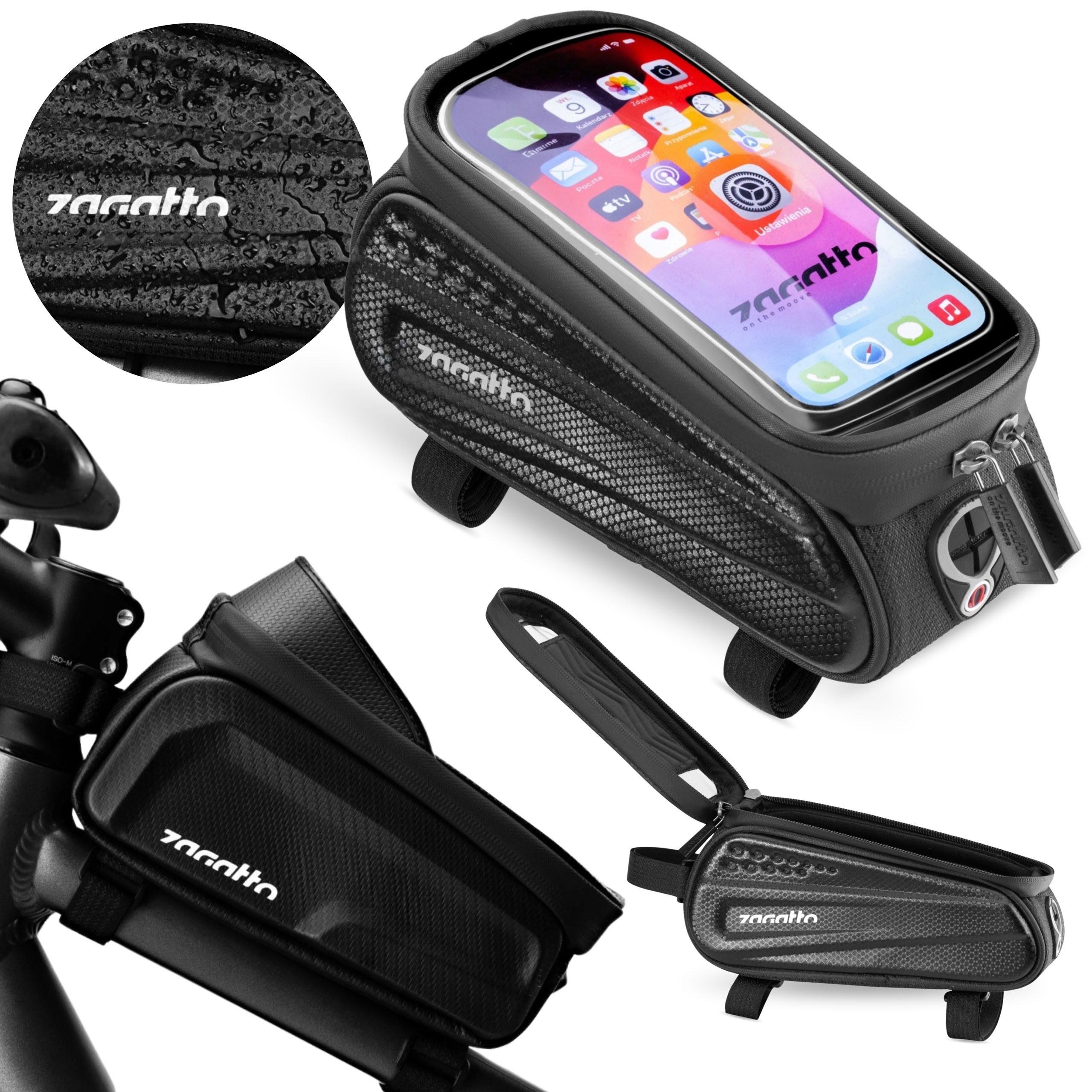Sarcia.eu Fahrradkoffer ZAGATTO Fahrradrahmentasche wasserdicht, schwarz, 13 x 23 x 10 cm