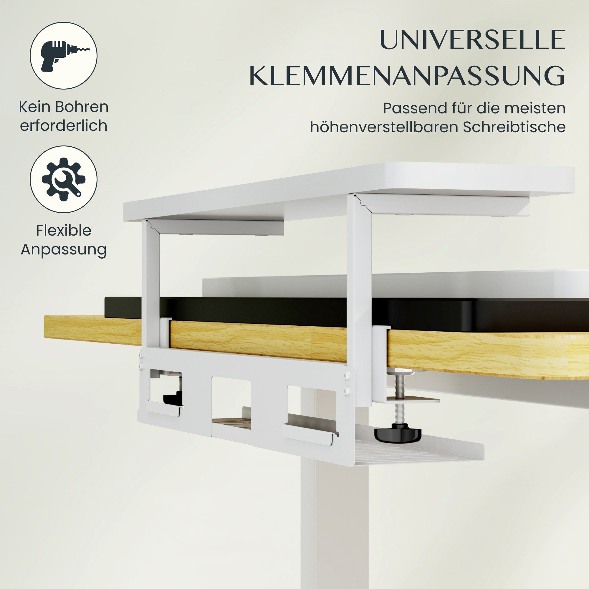 FLEXISPOT Schreibtisch Elektrischer Höhenverstellbarer Schreibtisch mit Tischaufsatz (2 Motore & 2-Fach-Teleskop & 4 Höhenspeichertasten, 140×80cm, Antikollisionssystem, 25mm Tischplatte, Max. Load: 120kg), ergonomisches Komplettset mit klemmbarer Monitorerhöhung