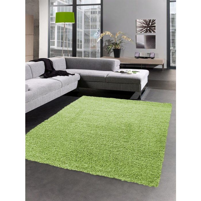 Hochflor-Teppich Shaggy Teppich Hochflor Langflor Bettvorleger Wohnzimmer Teppich Läufer uni grün Carpetia rechteckig Höhe: 30 mm