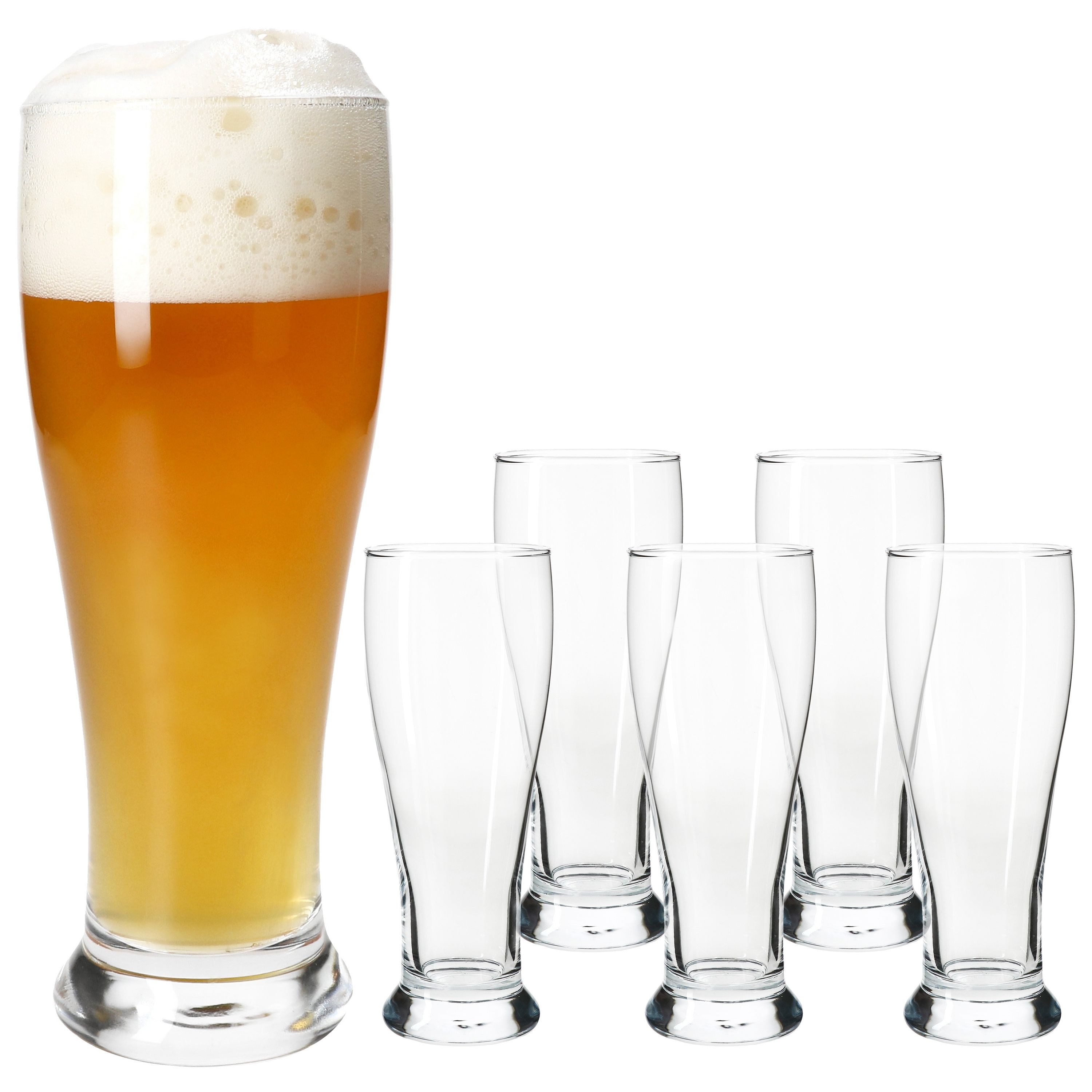 Bierglas 6x Baby-Weizenbiergläser klar 0,3L Weißbier-Glas klein Hefeweizen