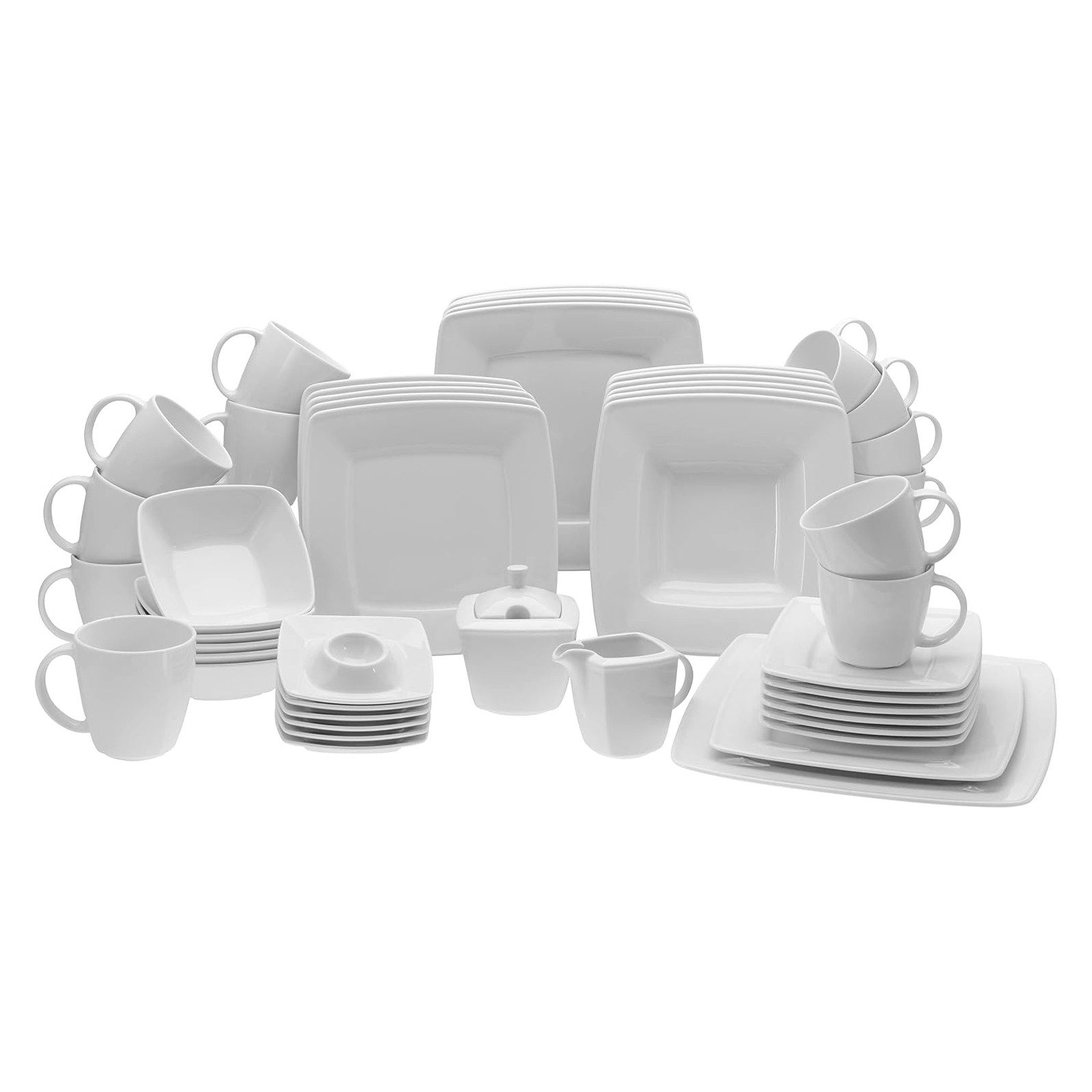 CreaTable Tafelservice 11384 Serie Victoria weiss Kombiservice (50-tlg), 6 Personen, Porzellan. Reduzierter Preis € 189,90. Unverbindliche Preisempfehlung € 244,99