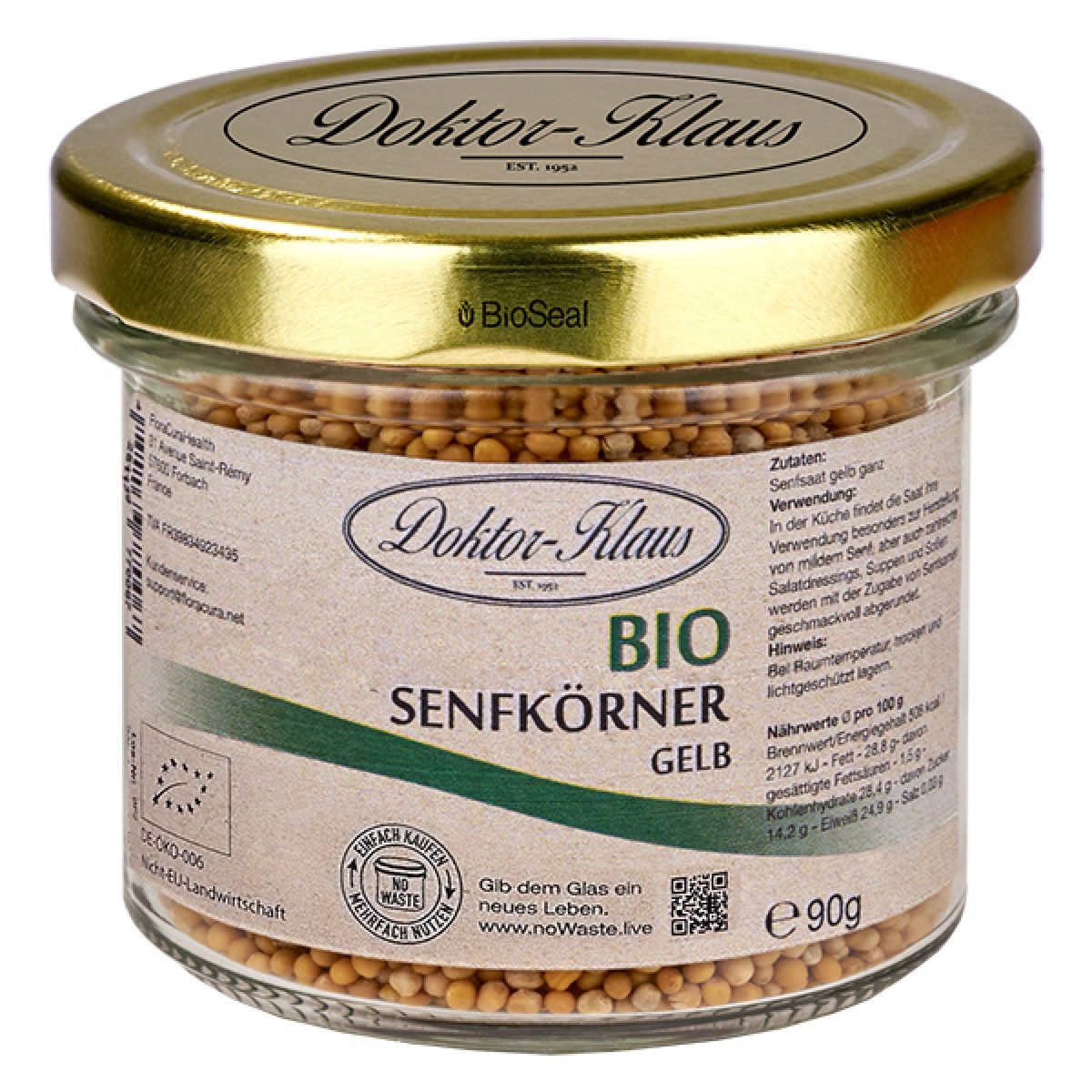 Doktor-Klaus Gewürz ® Senfkörner gelb Bio 90g