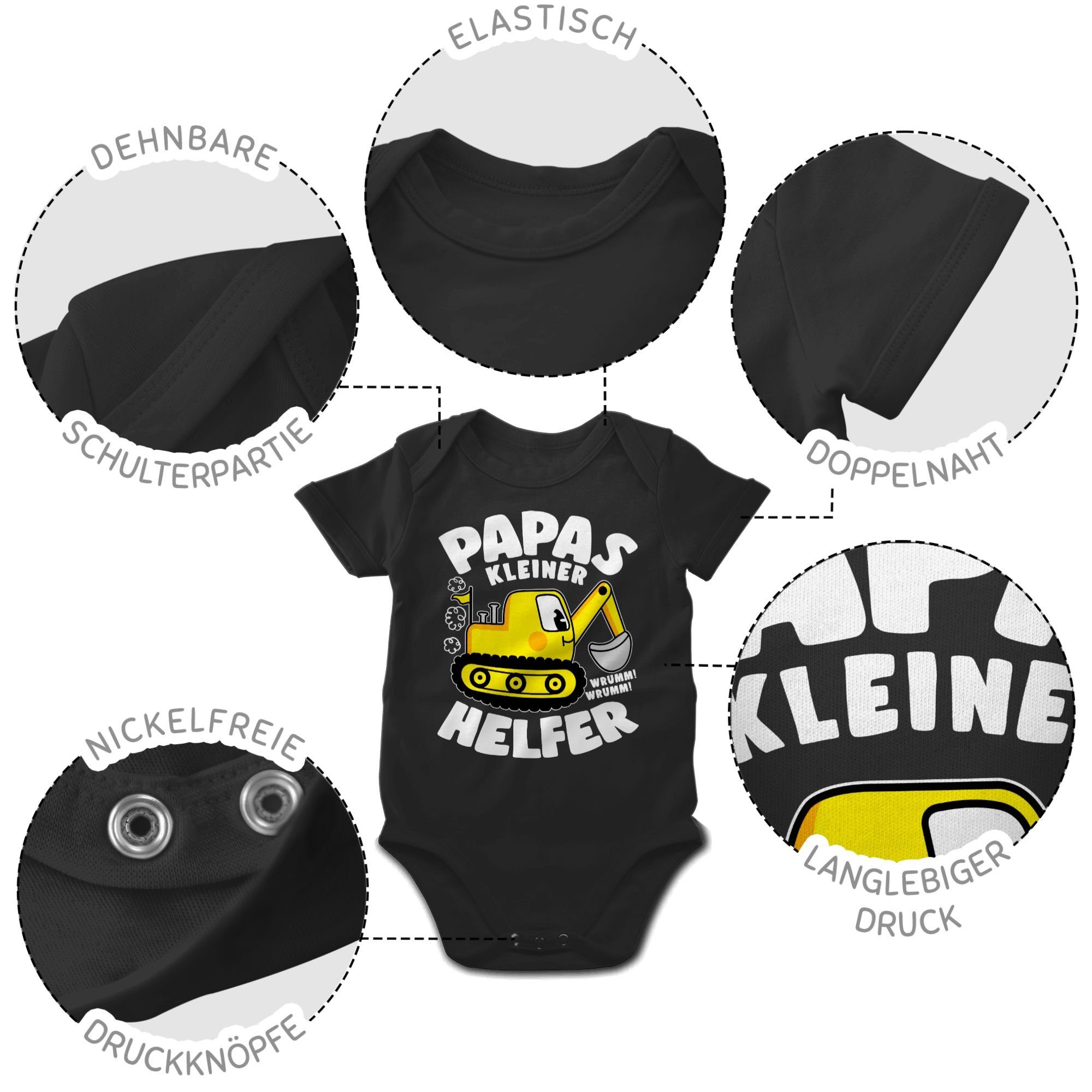 Shirtracer Shirtbody Papas Baby Vatertag Helfer kleiner 1 Bagger Schwarz Geschenk I