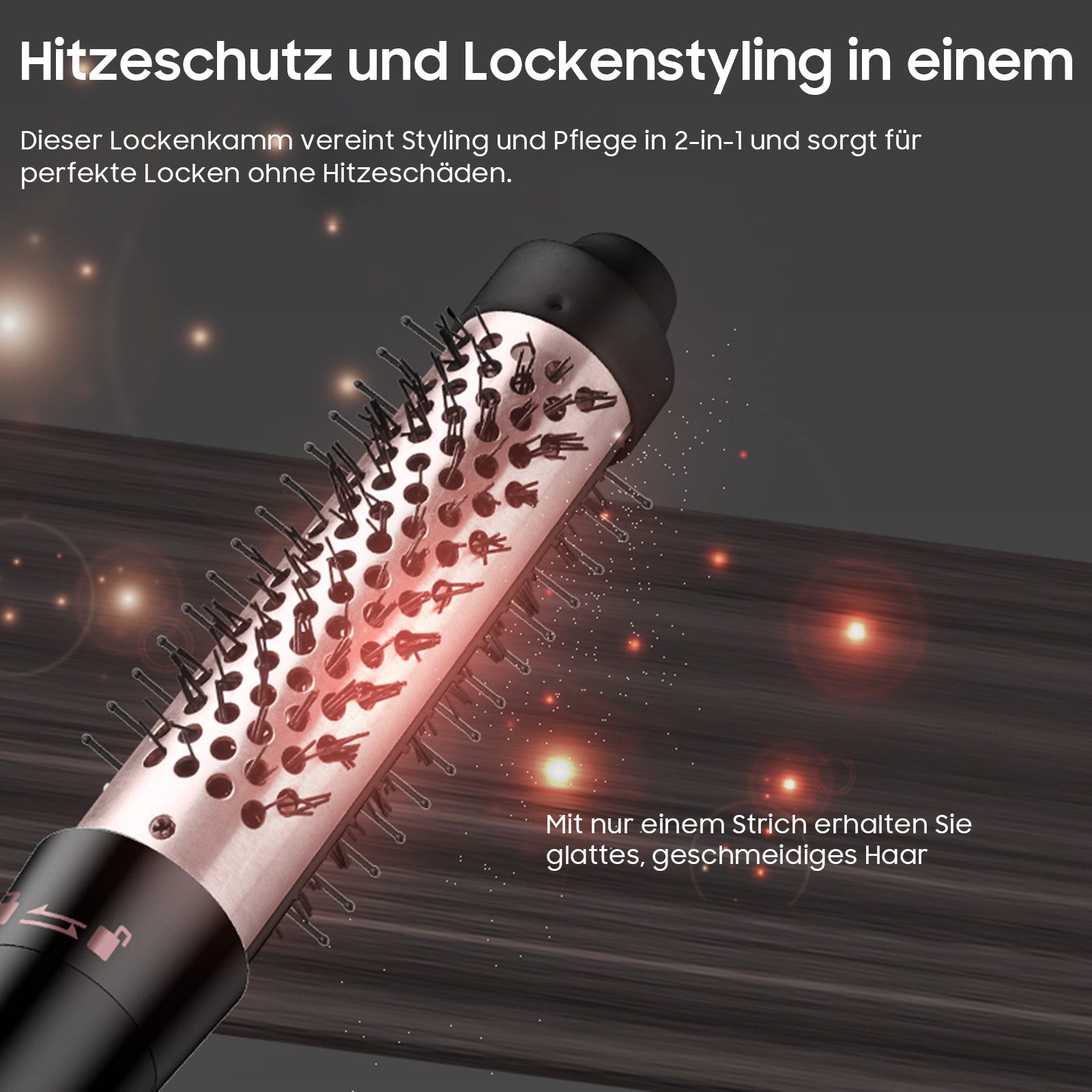 AIMAX Lockenstab 3 Fässer Welleneisen Lockenstäbe 5 in 1 mit Lockenbürste, Keramik-Turmalin-Beschichtung, PTC-Schnellheizung Temperaturregelung und Schutzhandschuhen