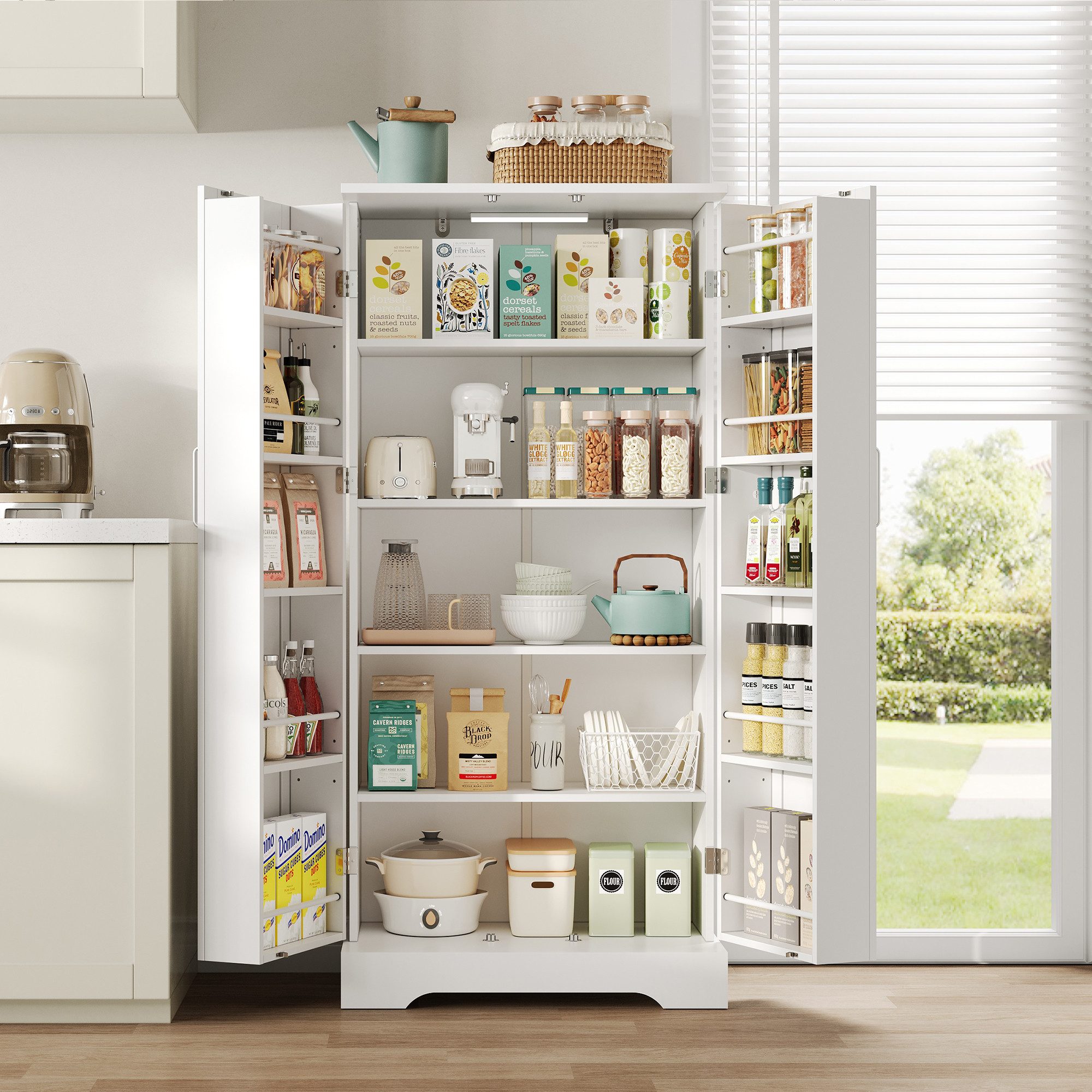 HAUSS SPOLE Highboard Küchenschrank mit LED-Sensorleuchte,Wohnzimmerschrank günstig online kaufen