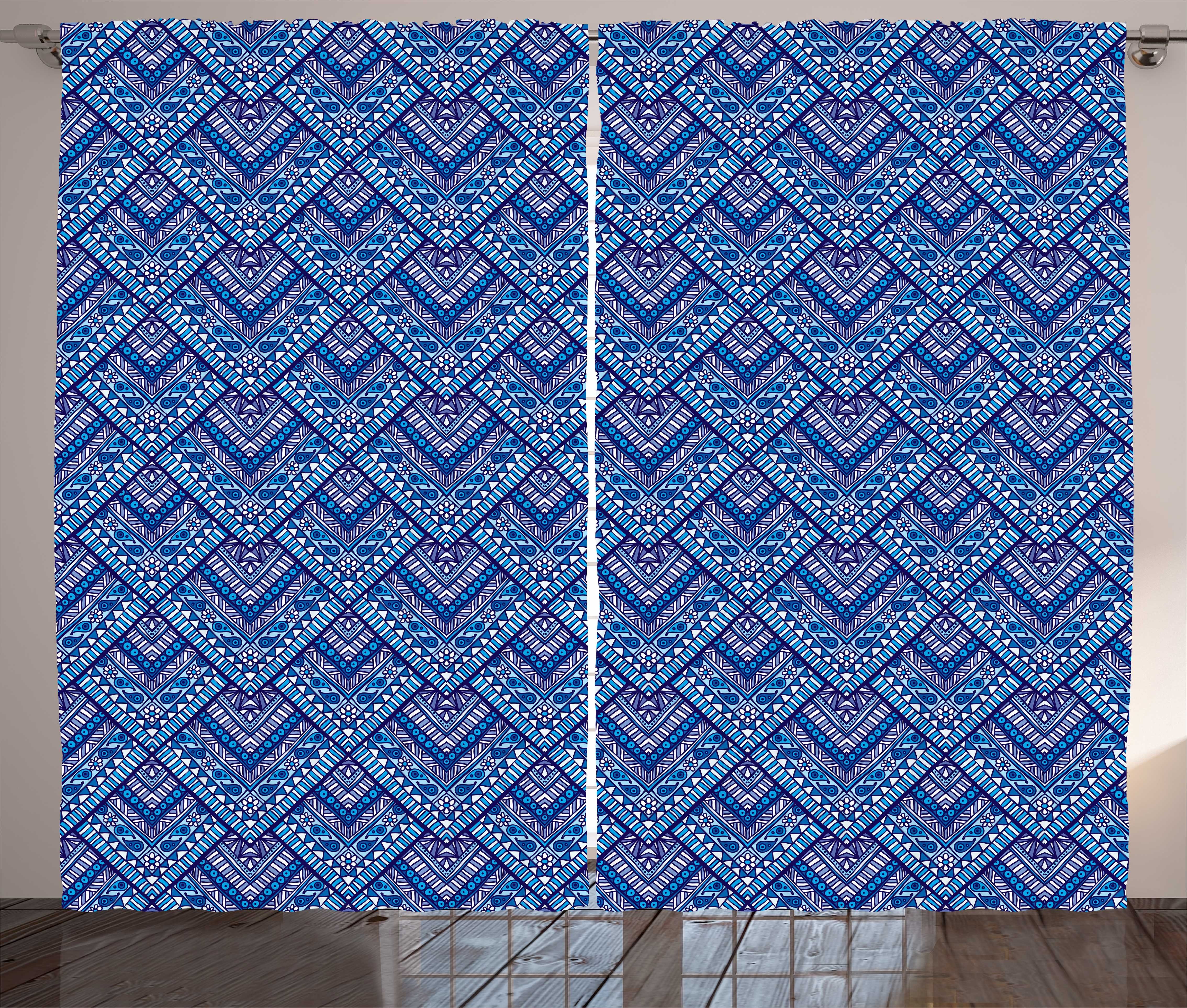 Kräuselband blau Geometrie Kunst Abakuhaus, Schlafzimmer Schlaufen Haken, mit und Alte Paisley Gardine Vorhang