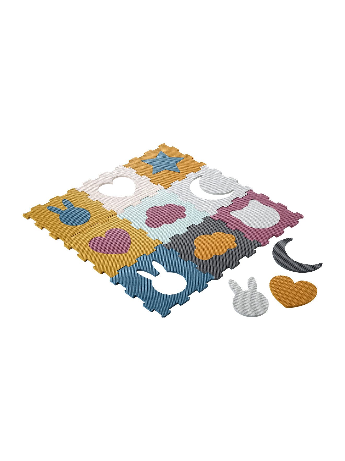 Krabbeldecke Baby Puzzle-Spielmatte, 9 Teile mit Formen, vertbaudet