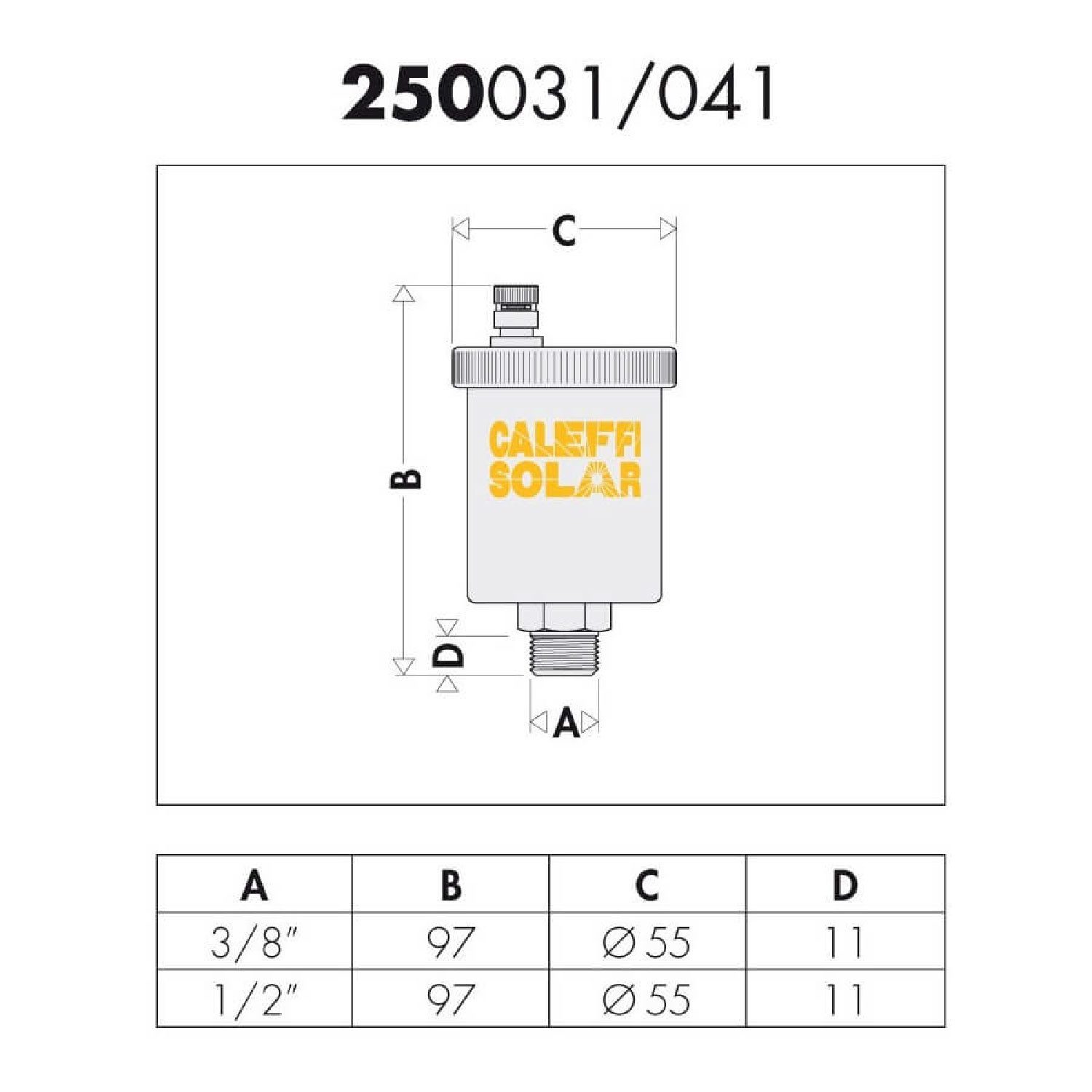 Caleffi Thermostatventil Solar Schnellentlüfter 3/8 Zoll Entlüftungsventil mit Absperrhahn