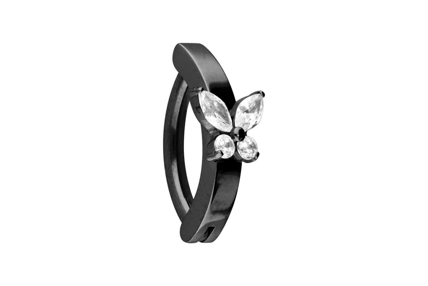 PIERCINGLINE Bauchnabelpiercing Titan Bauchnabelclicker BOGEN + KRISTALLSCHMETTERLING (Clicker, 1-tlg)