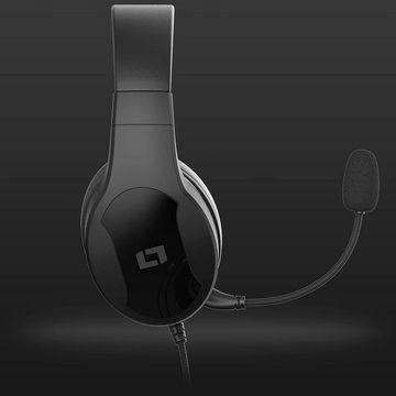 Lioncast LX25 Gaming-Headset (Geschlossener Stereo-Sound über dem Ohr, Stereo Gaming Headset abnehmbares Mikrofon Kopfhörer mit AUX Kabel)