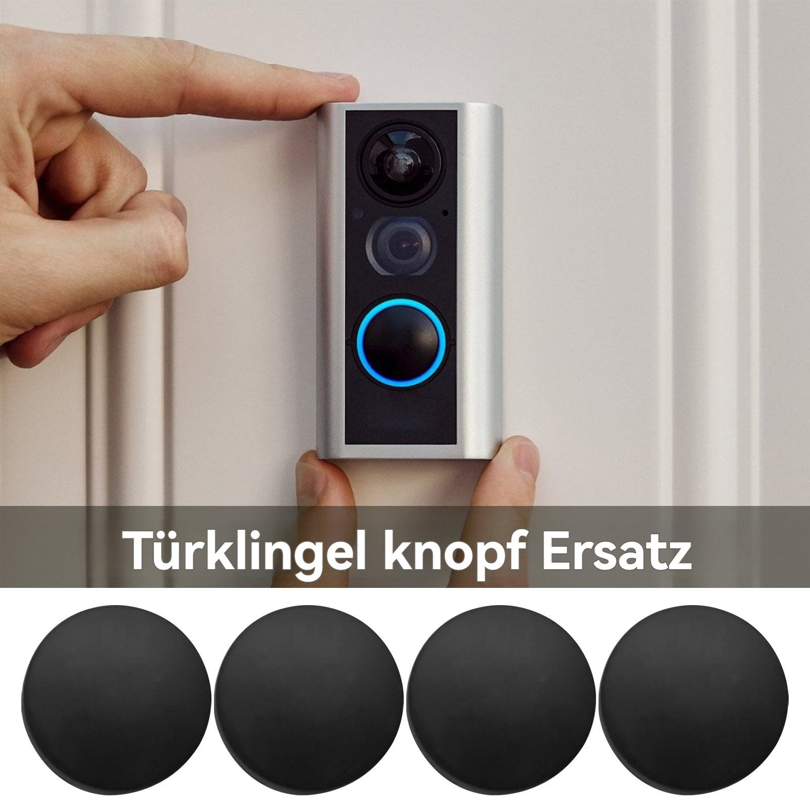 Vellora Türklingelknopf Türklingelknopf-Ersatzset, kommt mit 4 Knöpfen und 2 Schrauben (4-St., Silikon, Metall), Etwa 19 * 19 * 8 mm